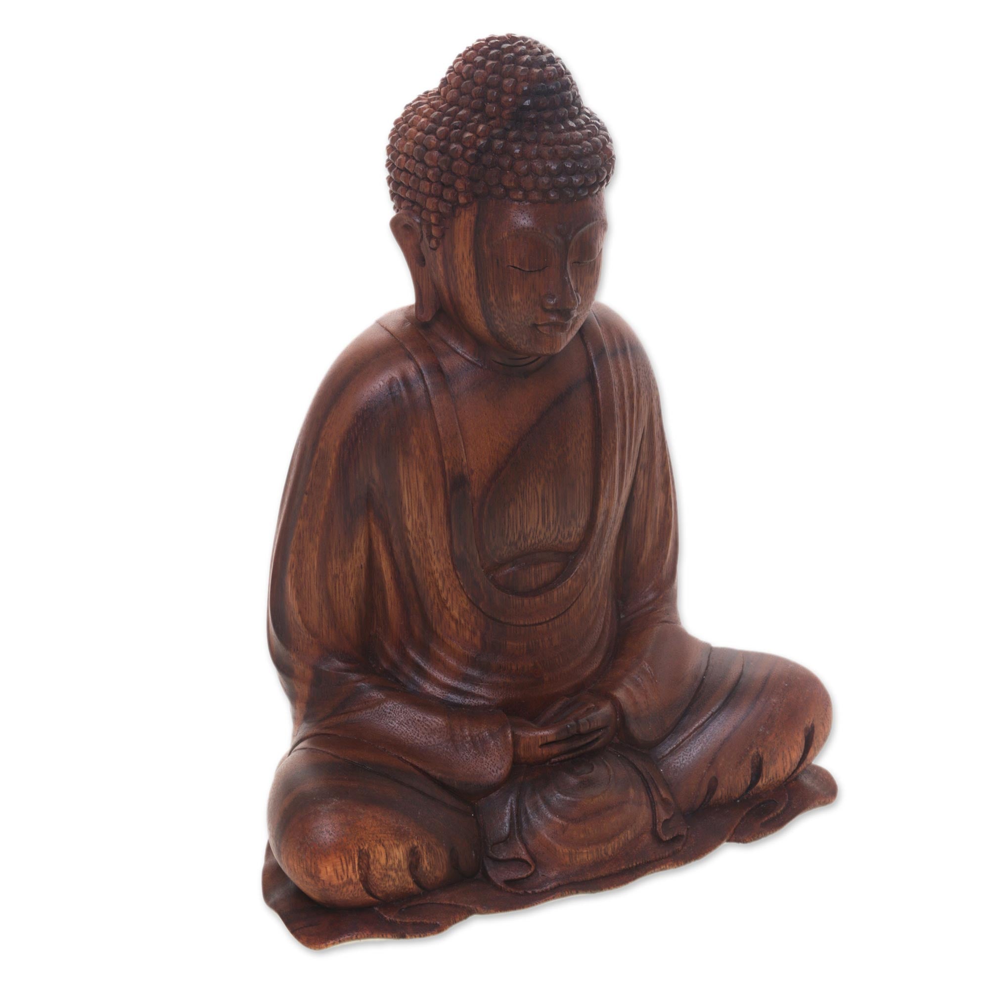 Premium Serenity Buddha Statue - Handcrafted Suar Wood Meditation Art Piece