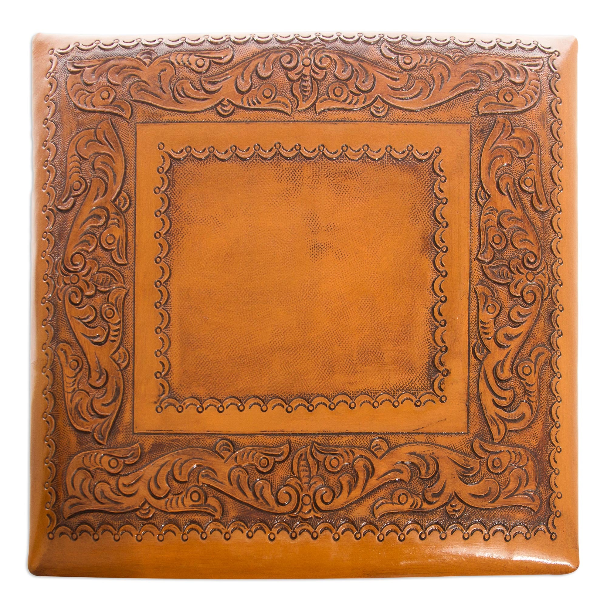Premium Golden Colonial Ivy Leather Storage Ottoman
