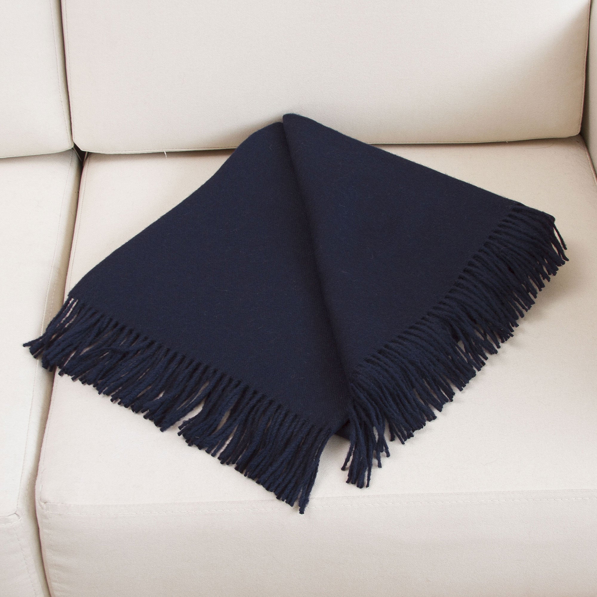 Premium Midnight Bliss: 100% Baby Alpaca Throw Blanket from Peru