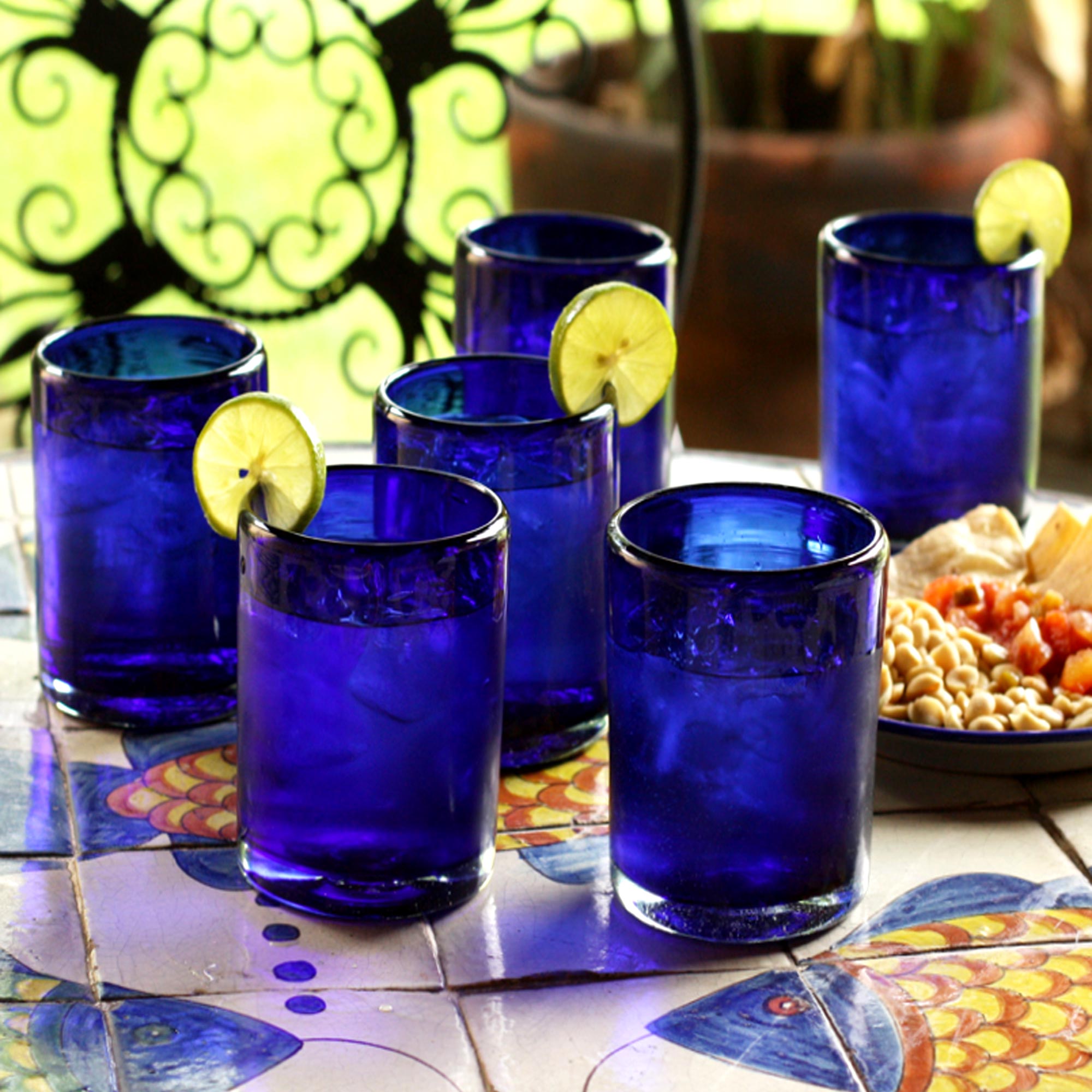 Premium Handblown Cobalt Blue Glass Tumblers - Set of 6 (Mexico)