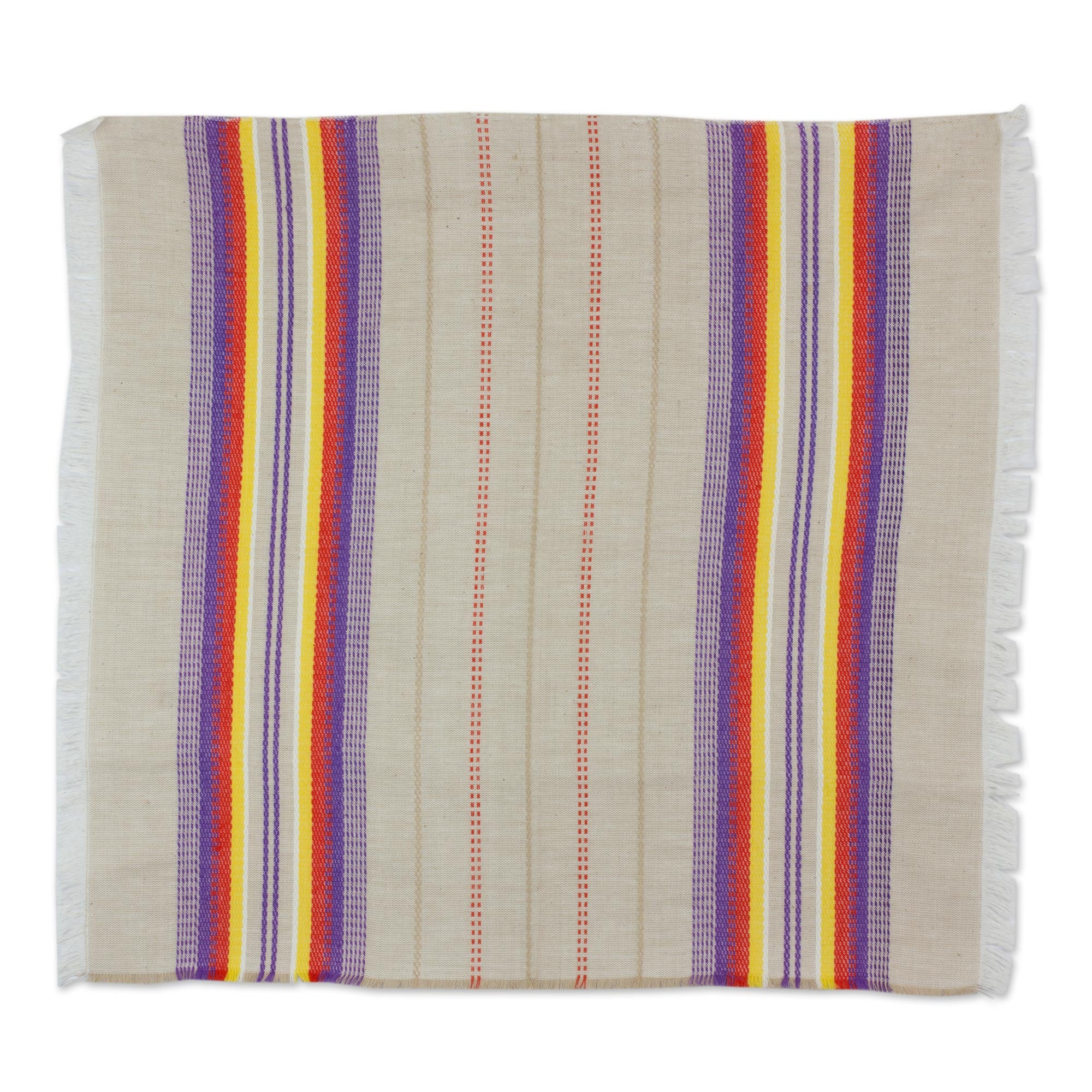 Premium Sunset Striped Cotton Napkins - Handwoven in Guatemala (Set of 6)