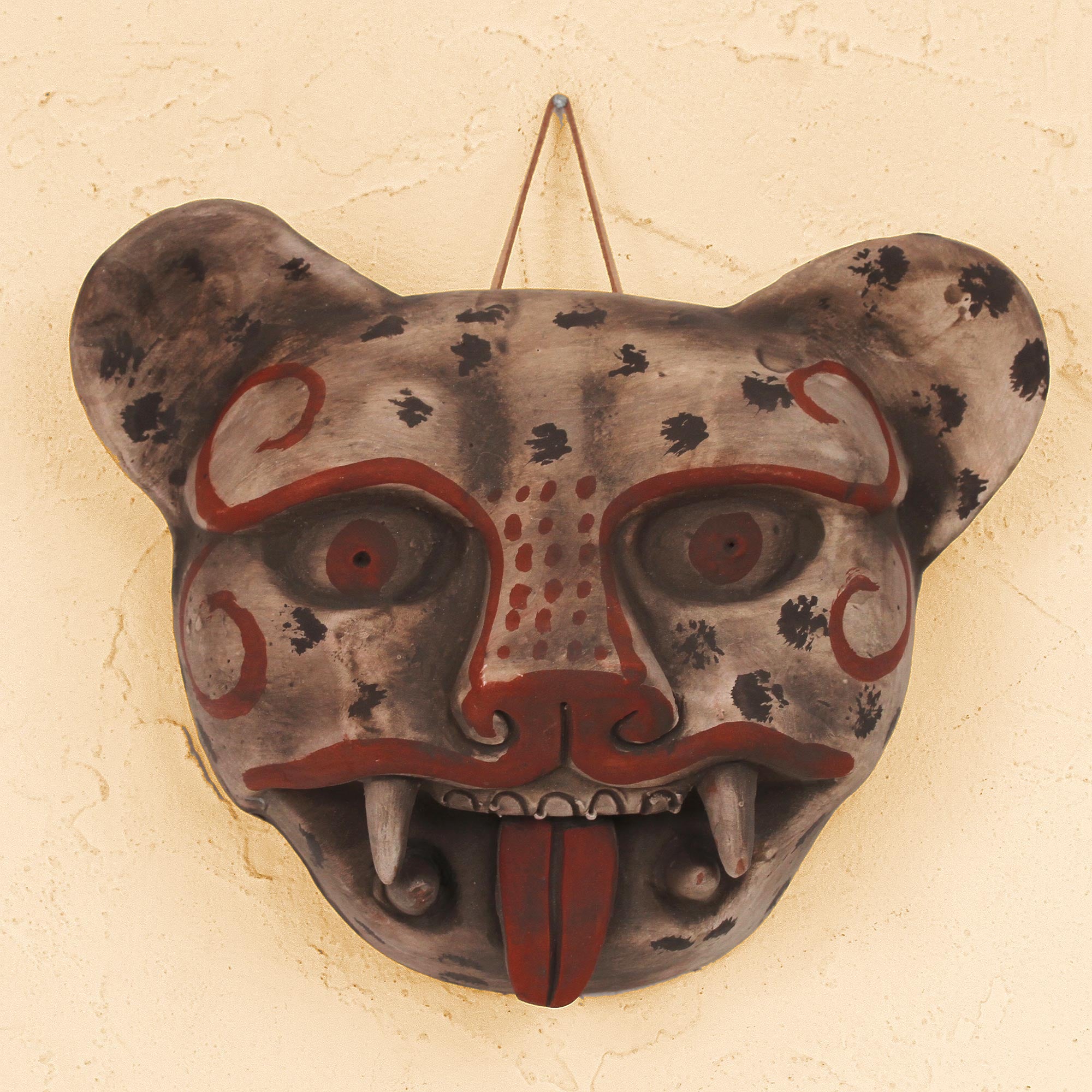 Premium Handcrafted Mexican Ceramic Jaguar Mask - Ultimate Wall Decor