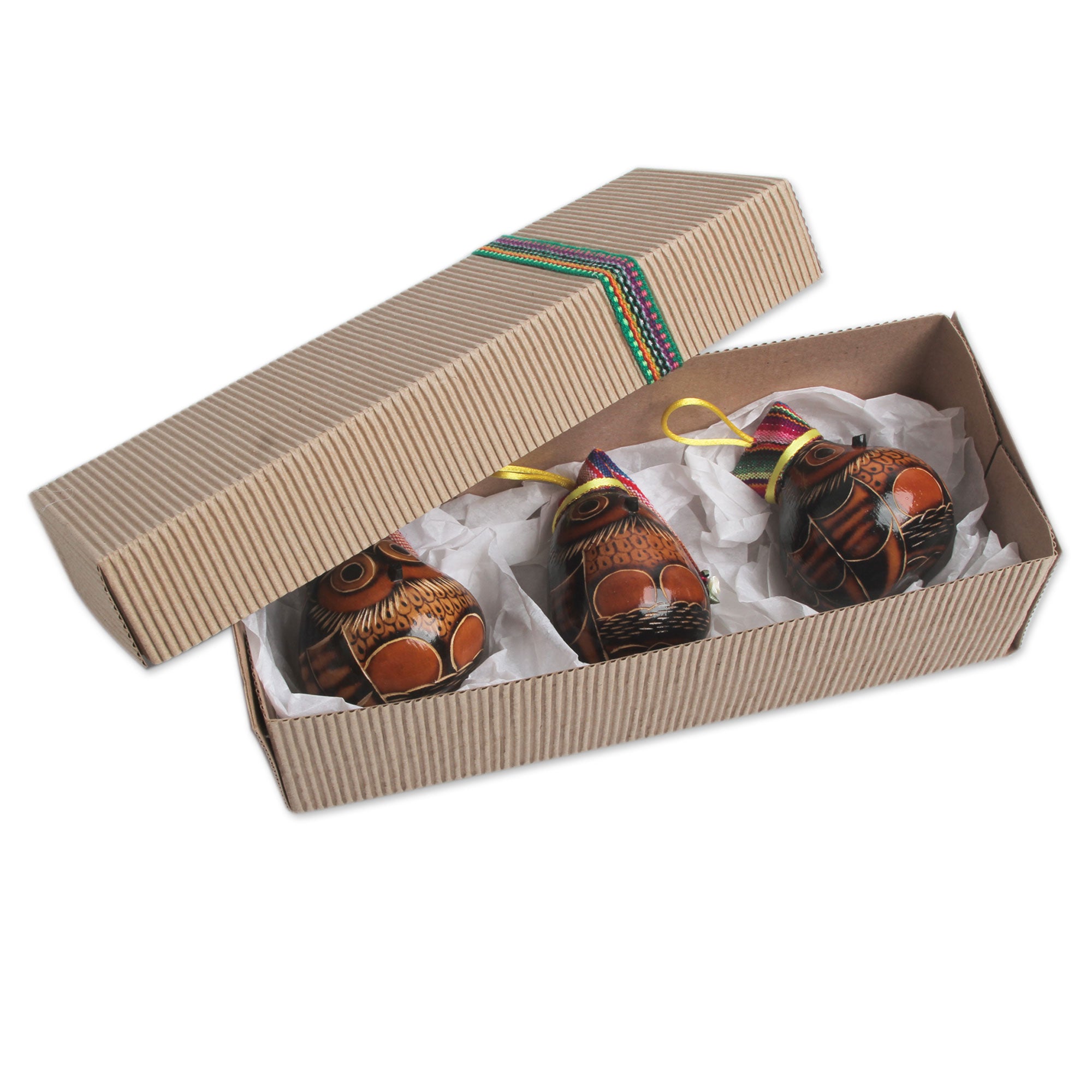 Premium Handcrafted Holiday Owl Ornaments - Set of 3
