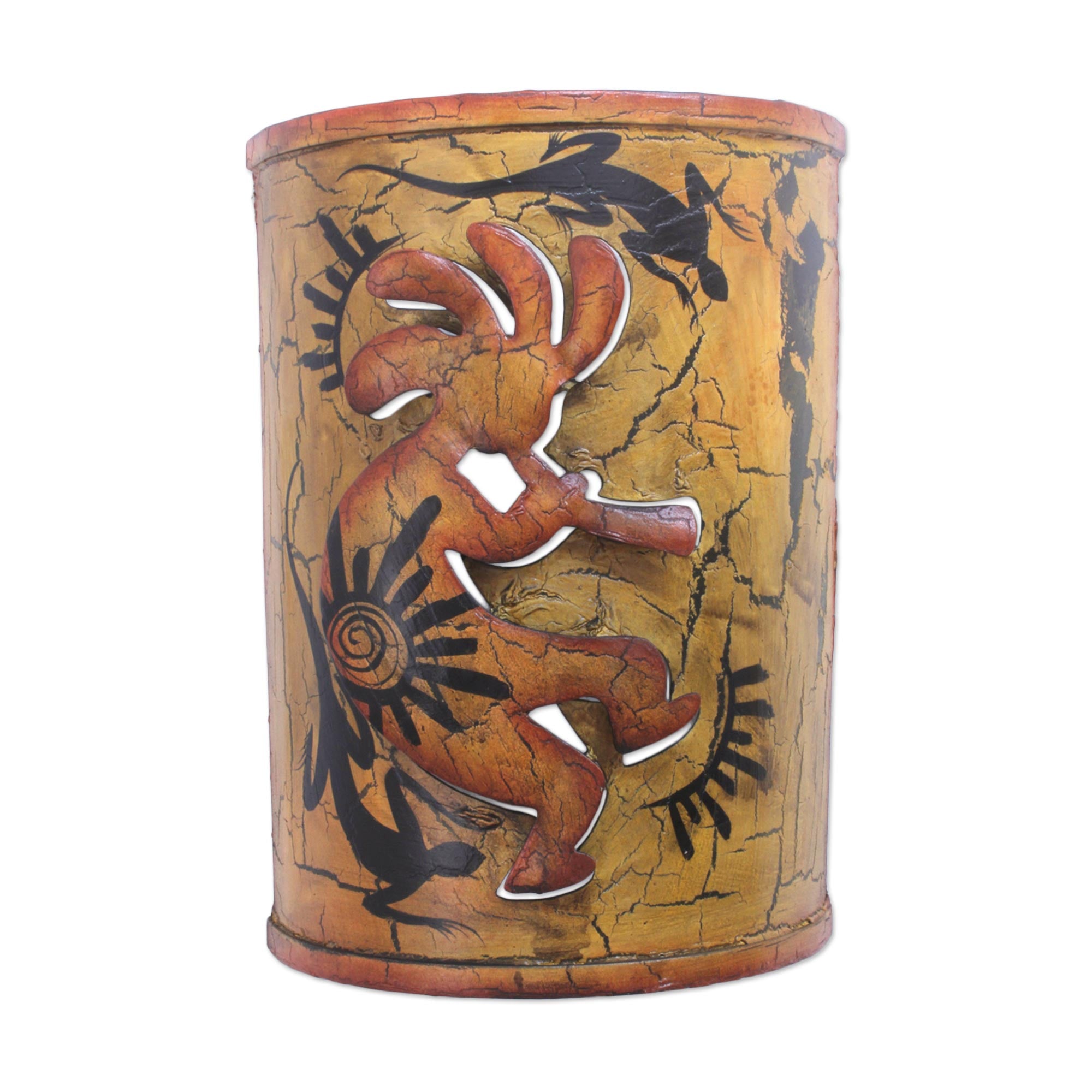 Premium Kokopelli Cave Art Metal Candle Sconce - Handcrafted Iron Decor