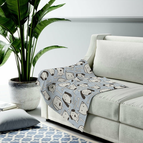 Premium Dog & Bone Plush Throw Blanket