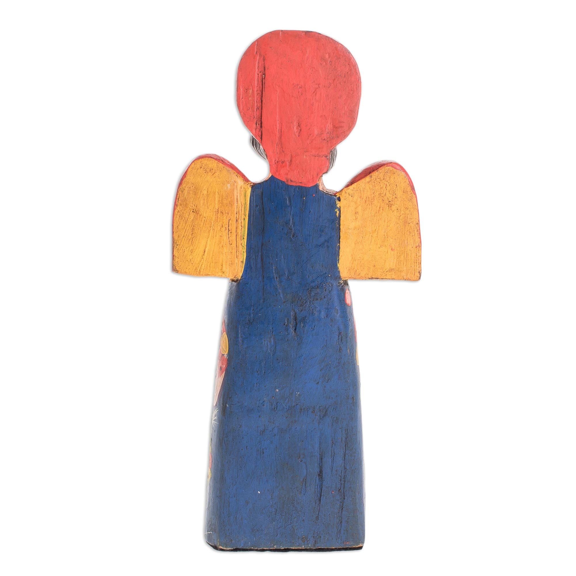 Premium Hand-Carved Angel Love Statuette - Rustic Pinewood Art from Guatemala