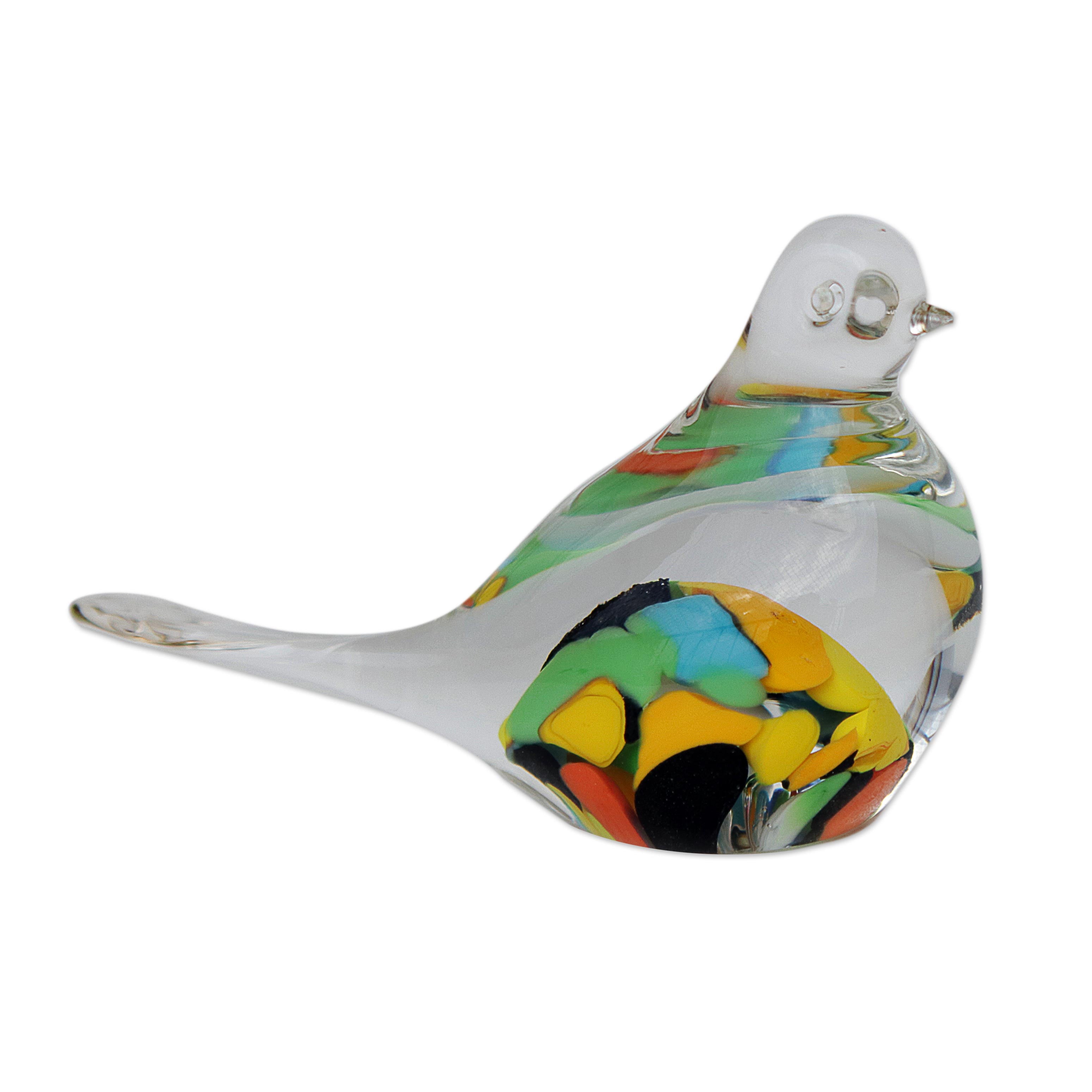 Premium Confetti Canary Handblown Art Glass Paperweight - Ultimate Desk Decor
