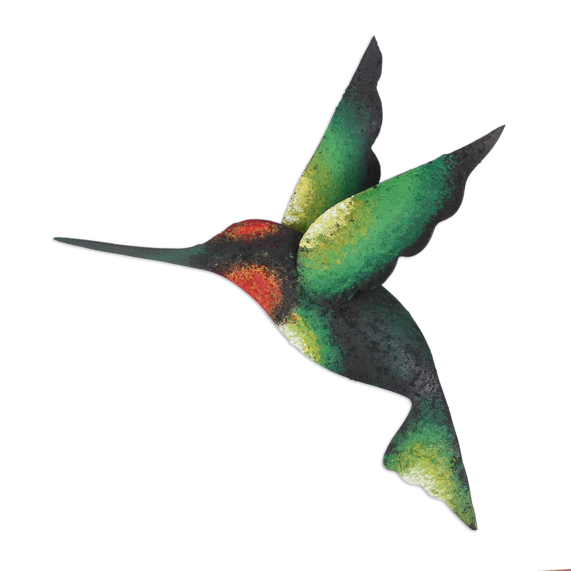 Premium Handcrafted Green Hummingbird Steel Wall Art – Unique Home Decor