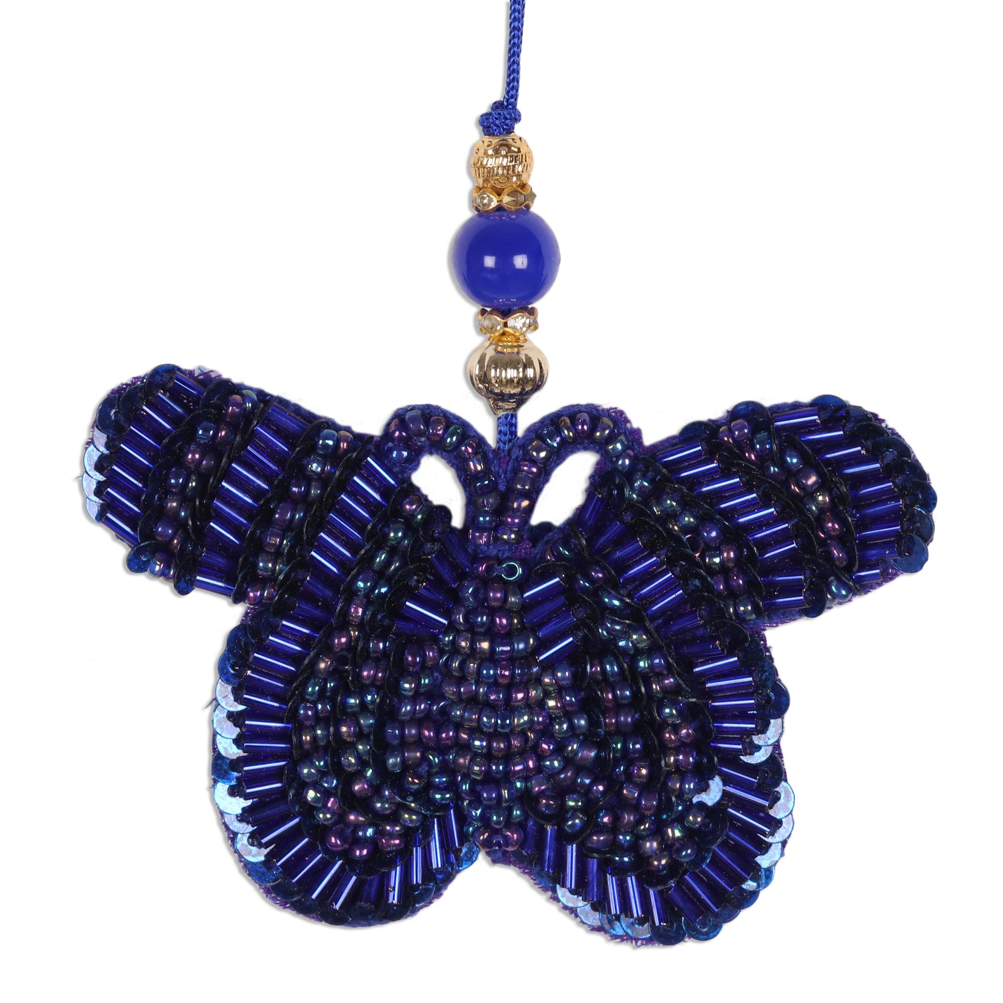 Premium Handcrafted Glass Beaded Butterfly Ornaments – Set of 4 (India)