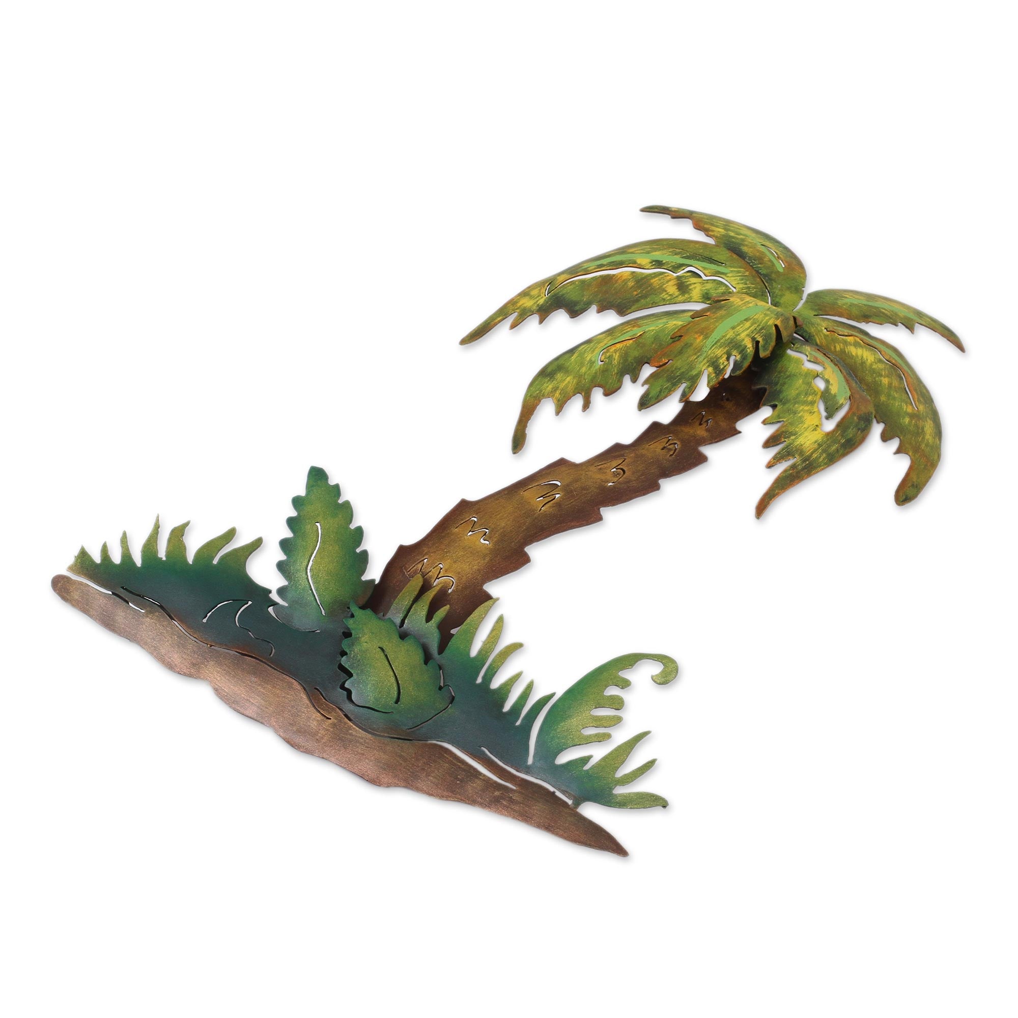 Premium Tropic Sunset Steel Wall Art - Handcrafted Tropical Scene from Mexico