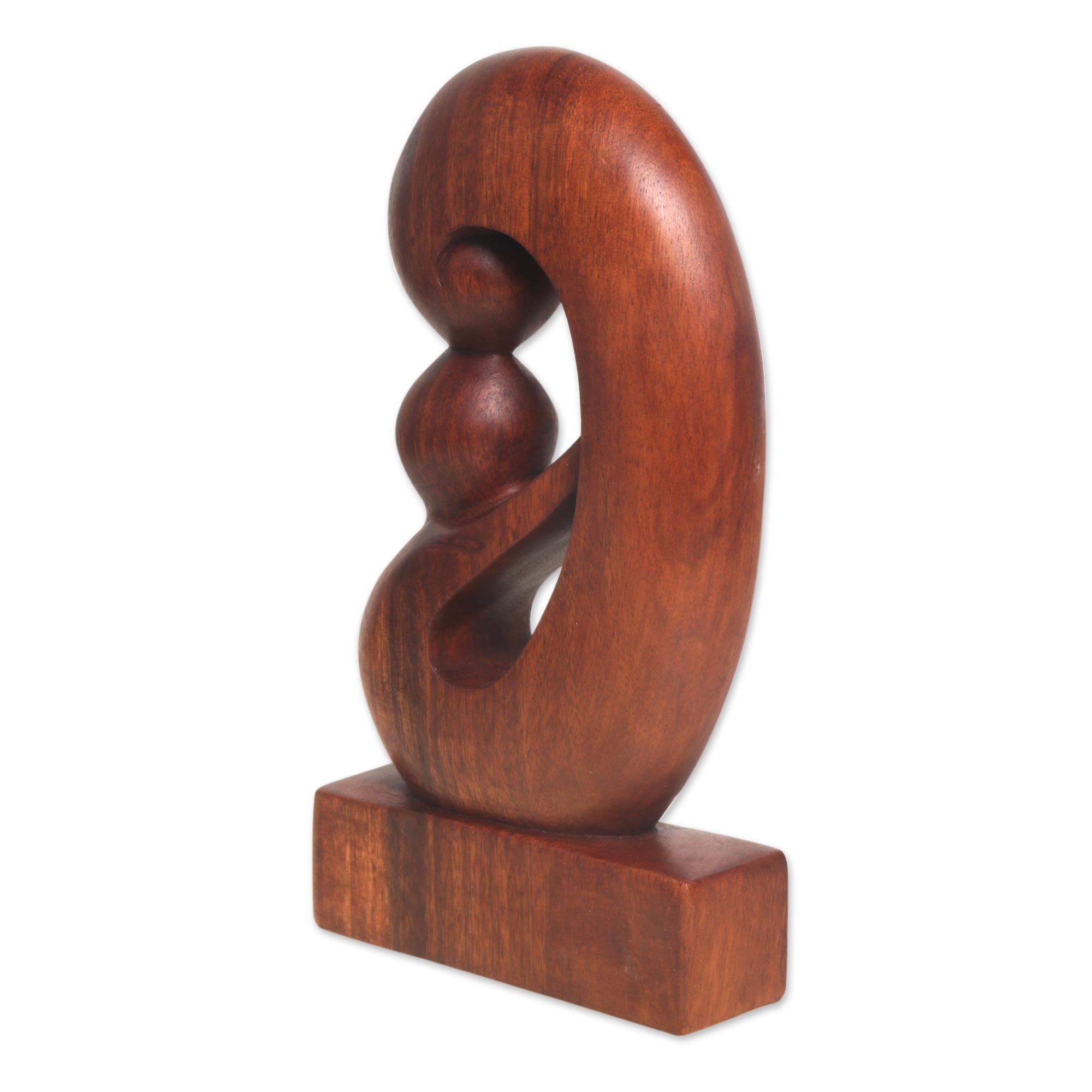Premium Maternal Embrace Curved Wood Sculpture – Handcrafted Artistry