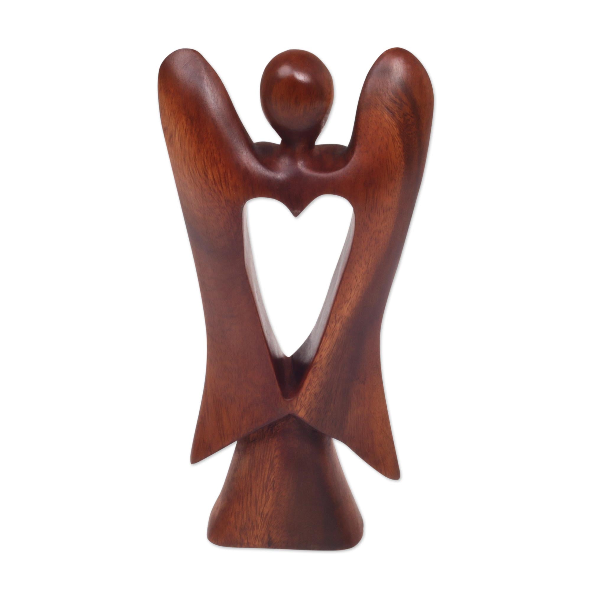 Premium Hand-Carved Angel Heart Sculpture - Serene Wooden Art