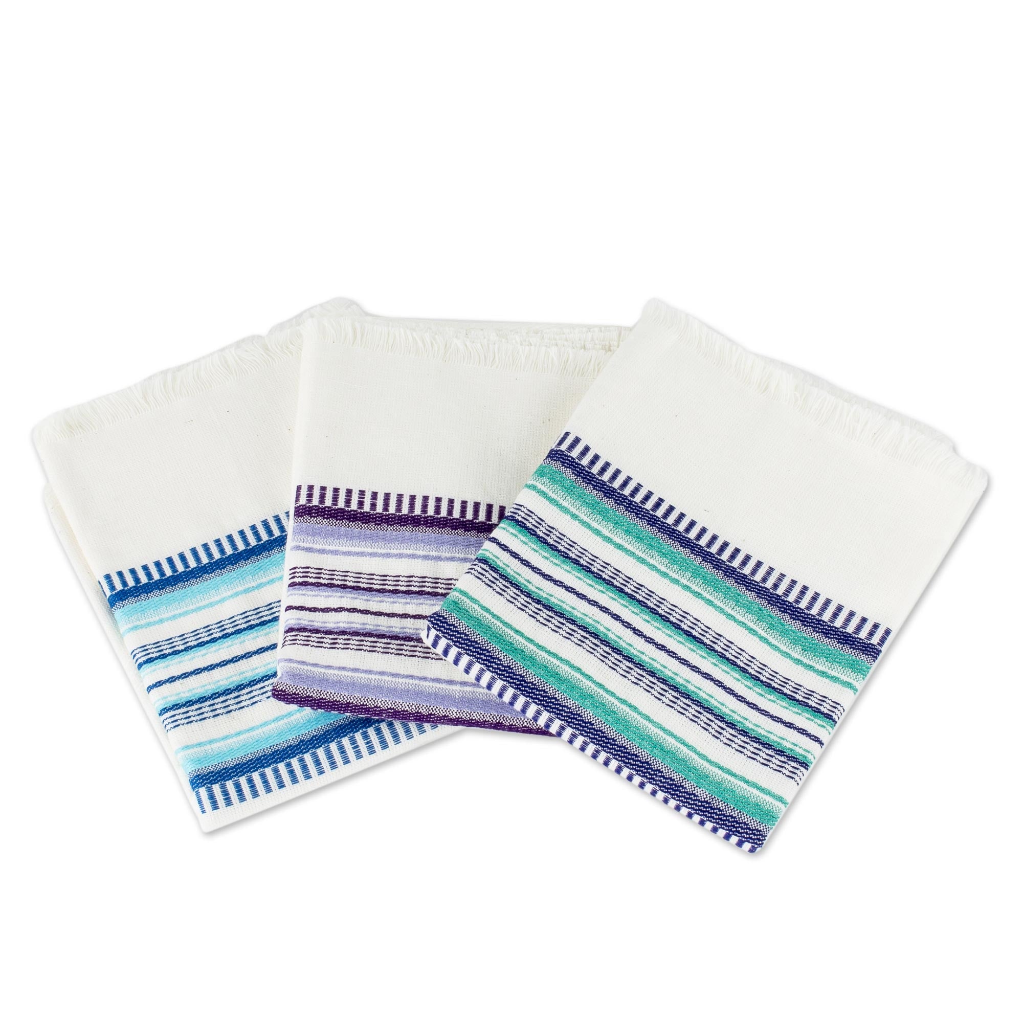 Premium Handwoven Guatemalan Cotton Dish Towels - Set of 3 in Berry Colors