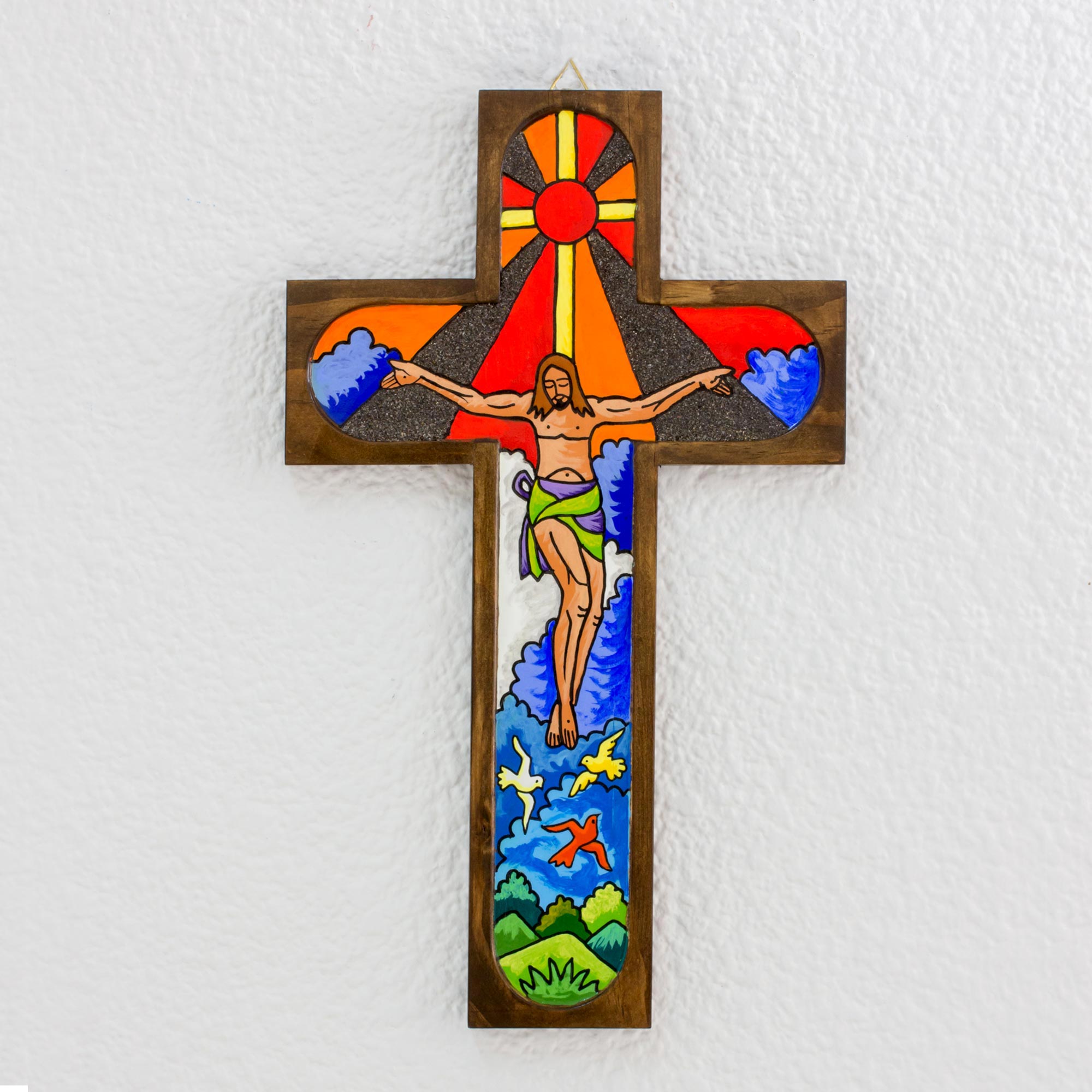 Premium Hand-Painted Wooden Crucifix: The Splendor of Jesus