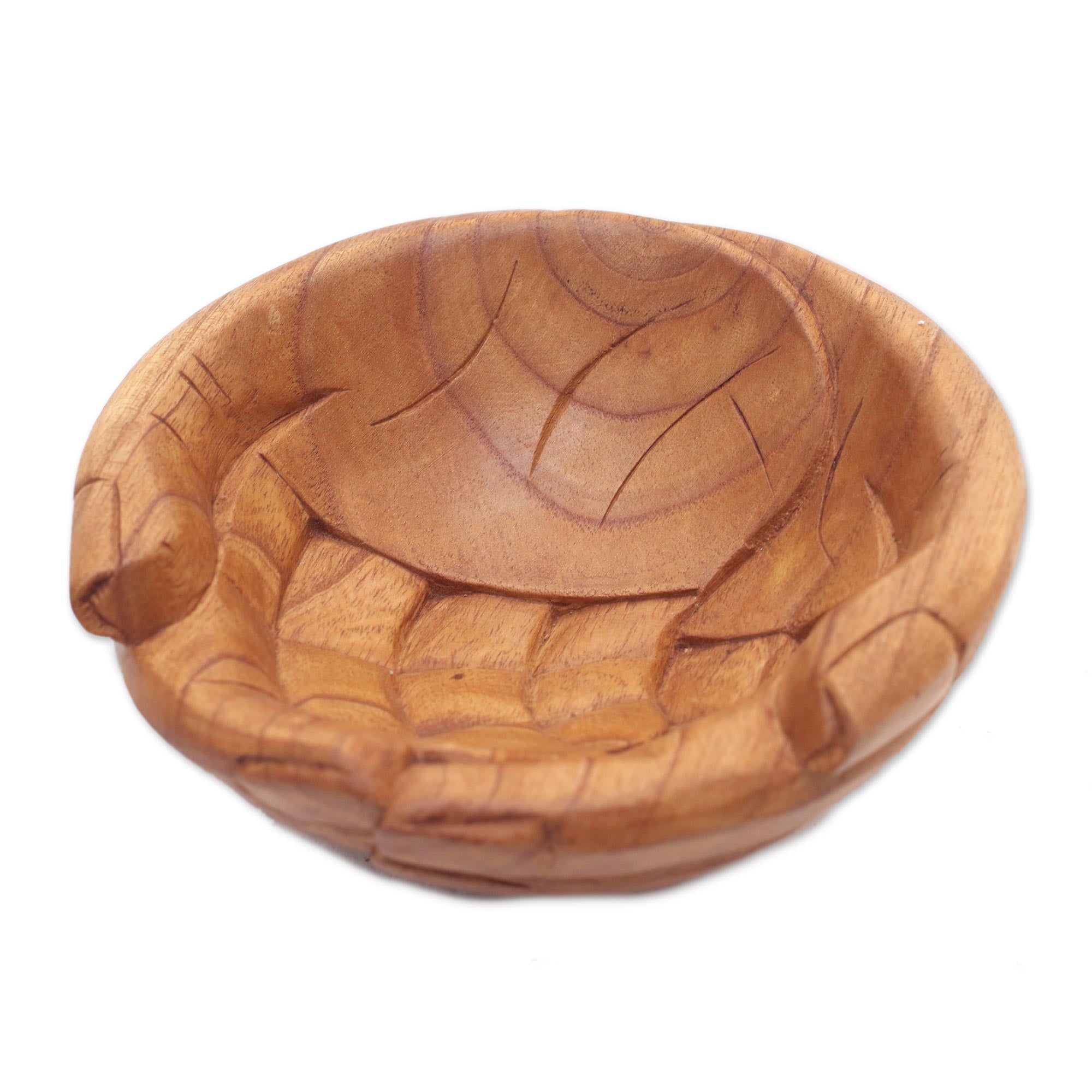 Premium Hand-Carved Suar Wood Catchall - Welcoming Hands Design