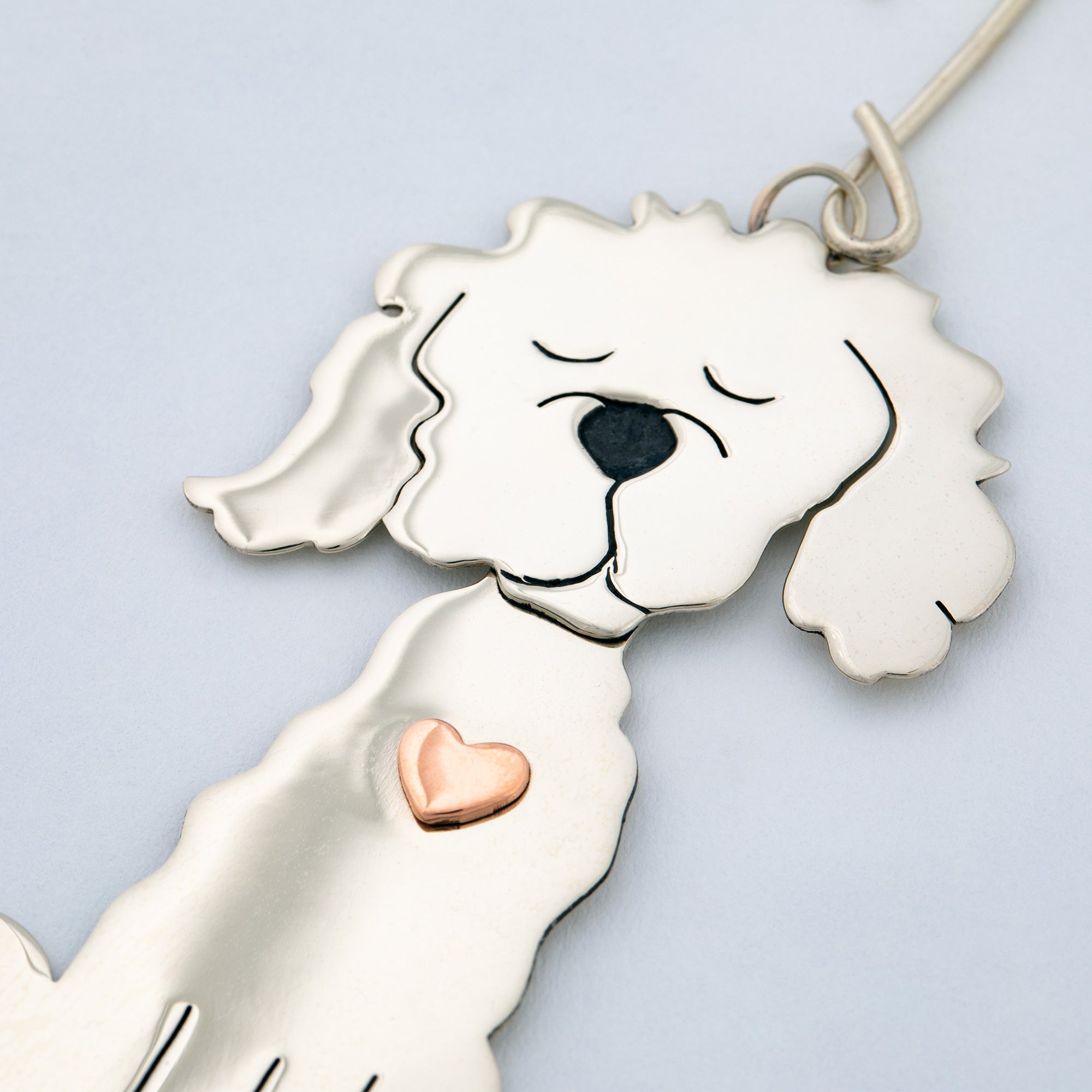 Premium Fluffy Dog Mixed Metal Ornament - Handmade Holiday Decor