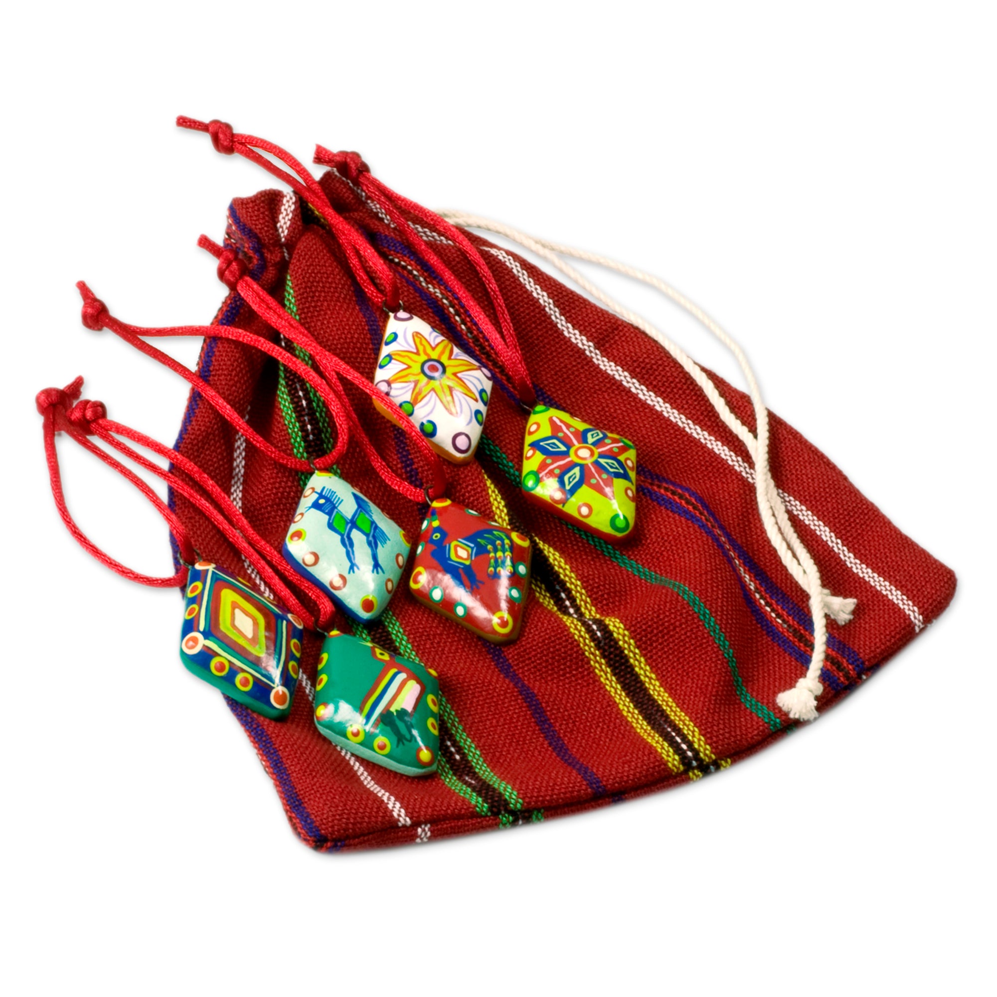 Premium Handmade Guatemalan Ceramic Ornaments - Set of 6