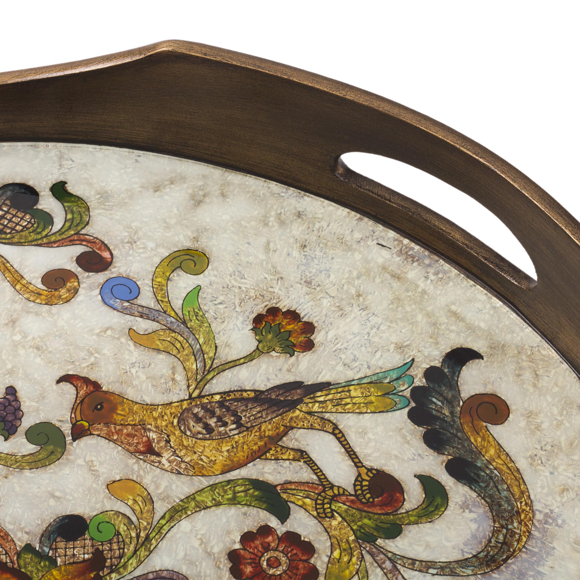 Premium Hand-Painted Dawn Birds Glass Tray - Peruvian Artistry