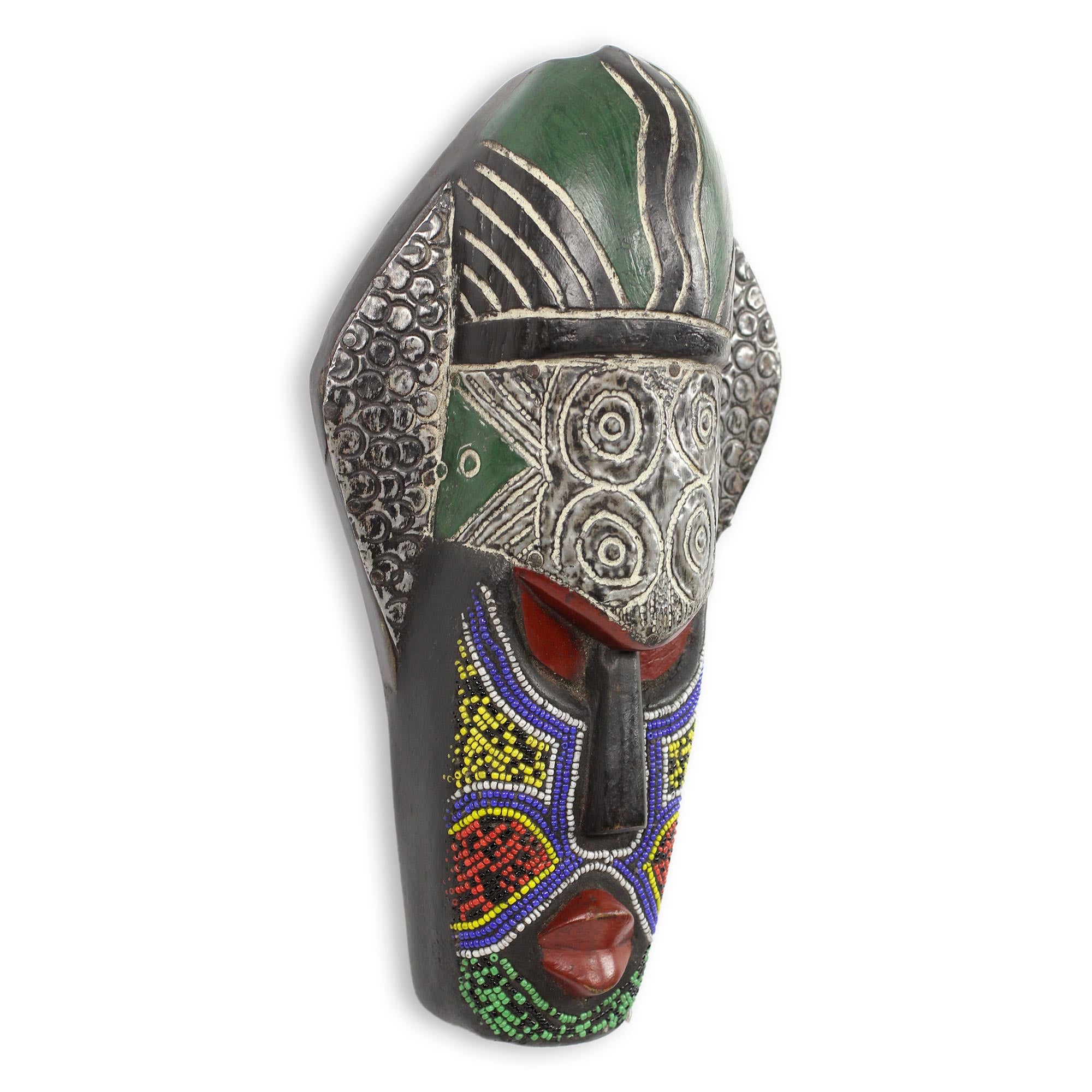 Premium Landa Tribal Chief African Beaded Wood Mask - Ultimate Wall Decor