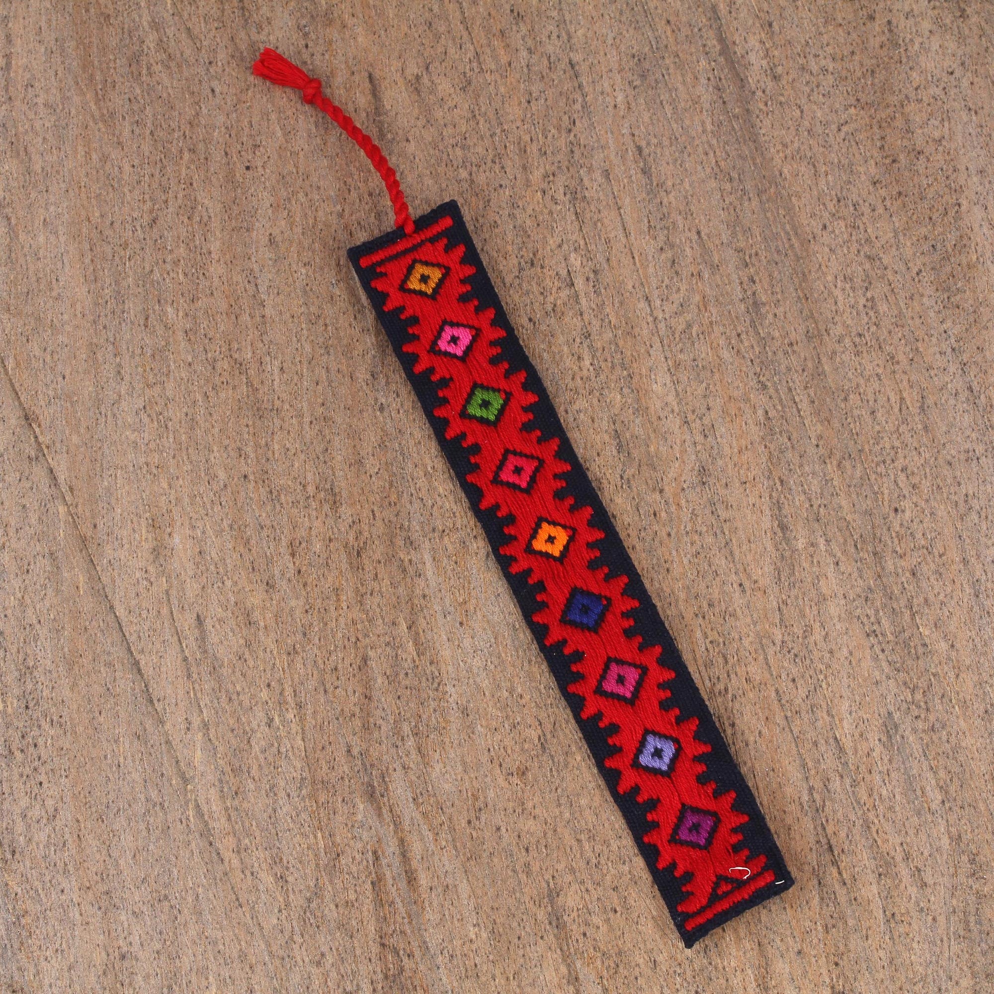 Premium Handcrafted Multi-Color Diamond Embroidered Cotton Bookmark