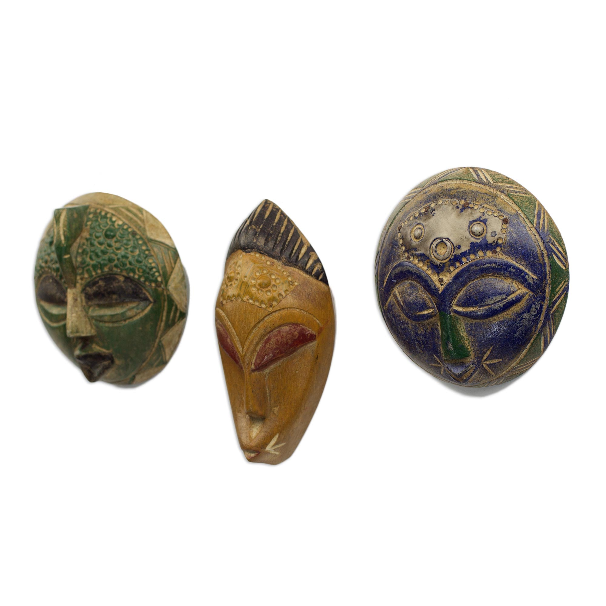 Premium Sefam Trio: Handcrafted African Wood Masks Set