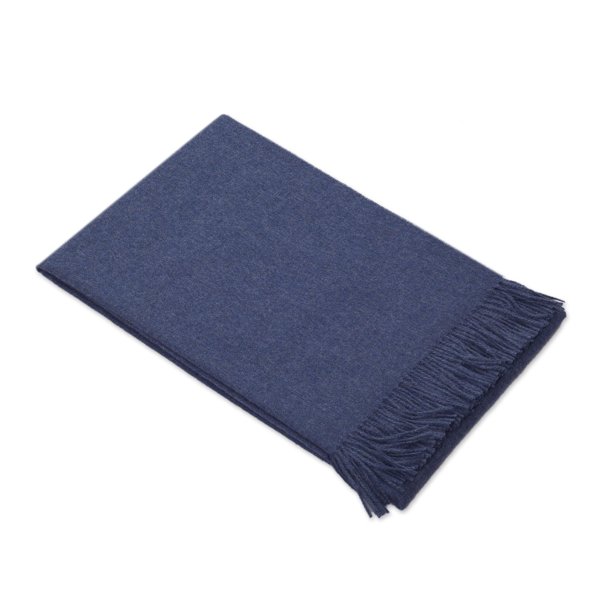 Premium Blissful Dream in Azure: 100% Baby Alpaca Throw Blanket from Peru