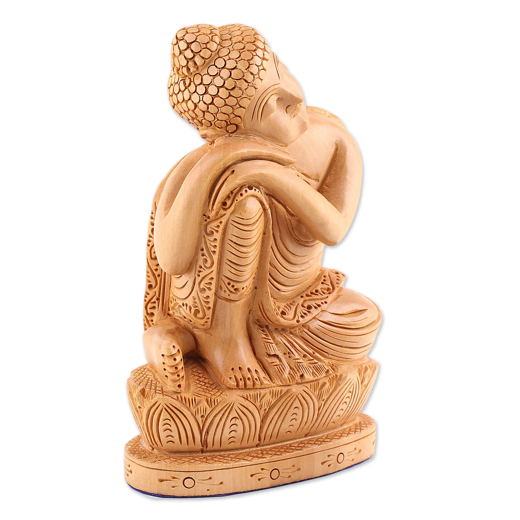 Premium Hand-Carved Kadam Wood Buddha Sculpture - Serene Resting Pose