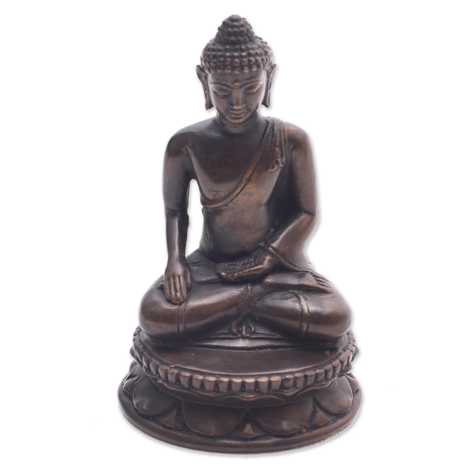 Premium Balinese Buddha Bronze Statuette - Earth Witness Edition