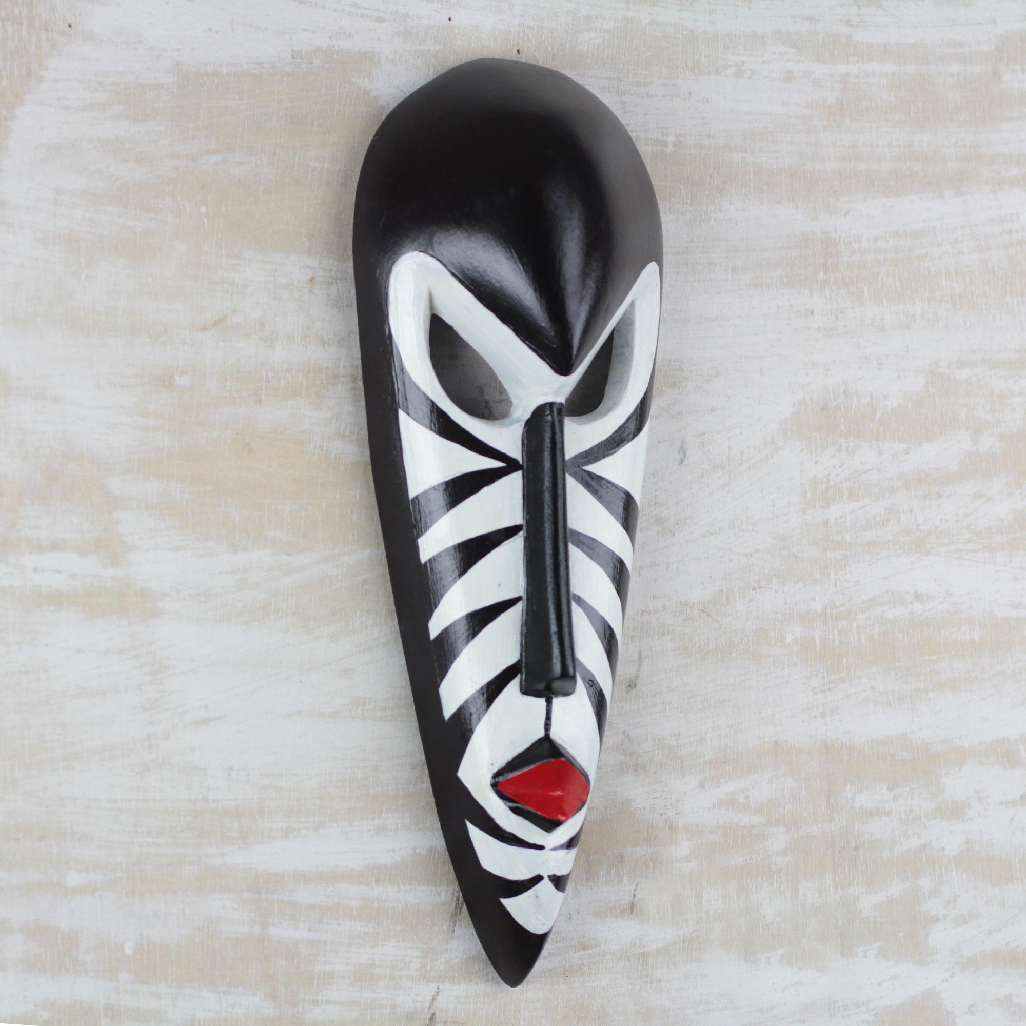 Premium Handcrafted African Zebra Stripes Wall Mask from Ghana