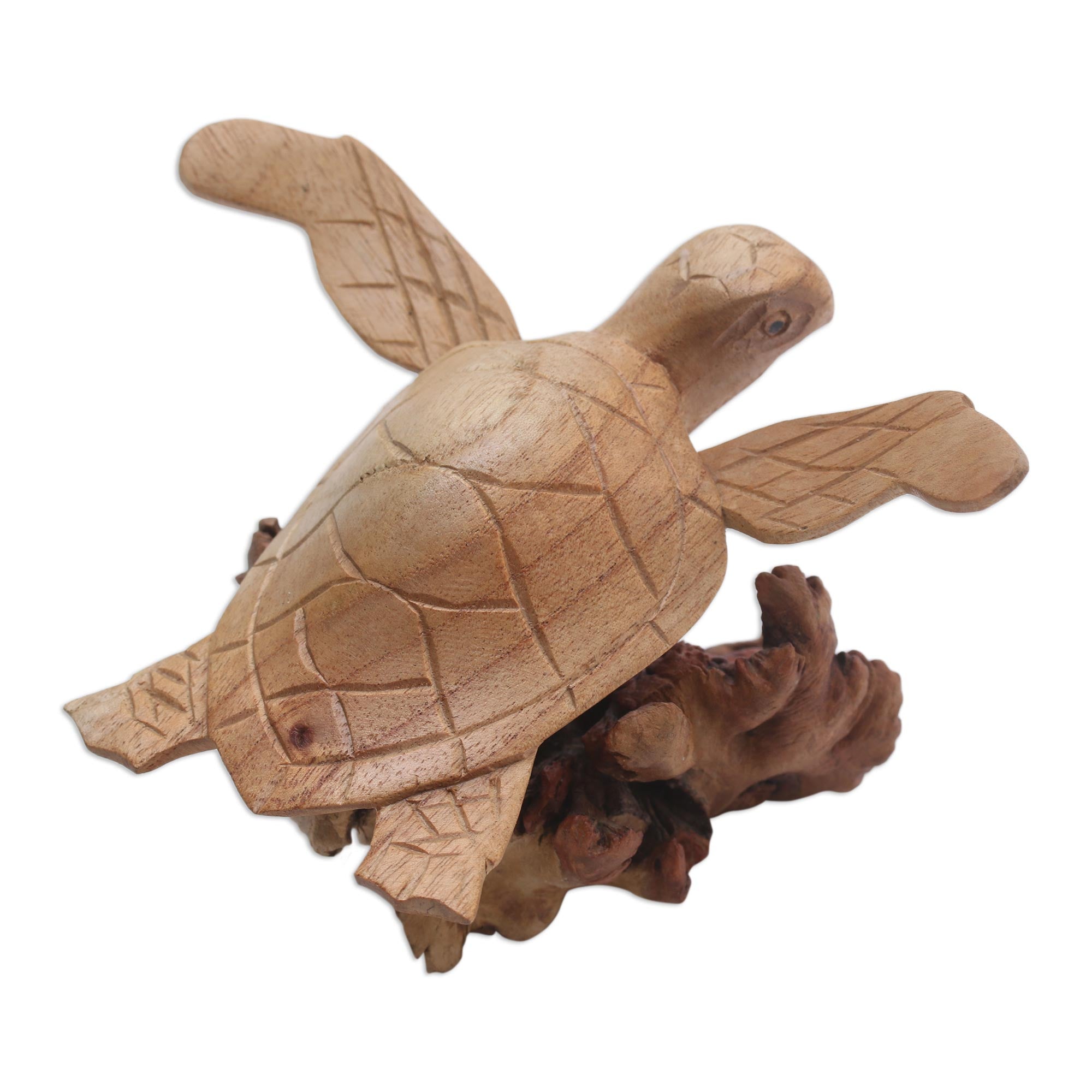 Premium Hand-Carved Ocean Turtle Sculpture - Jempinis Wood Art