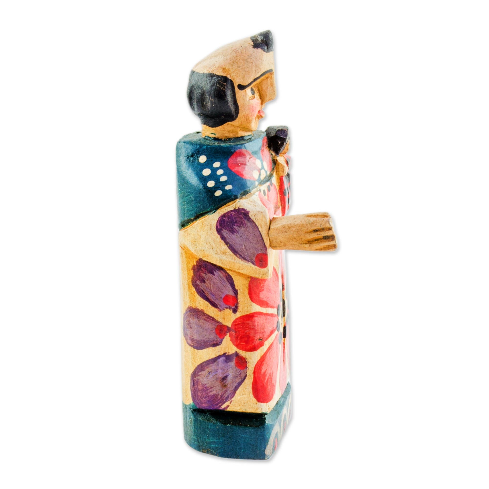 Premium Hand-Painted Saint Anthony Figurine with Baby Jesus – Rustic Pinewood Art from Guatemala