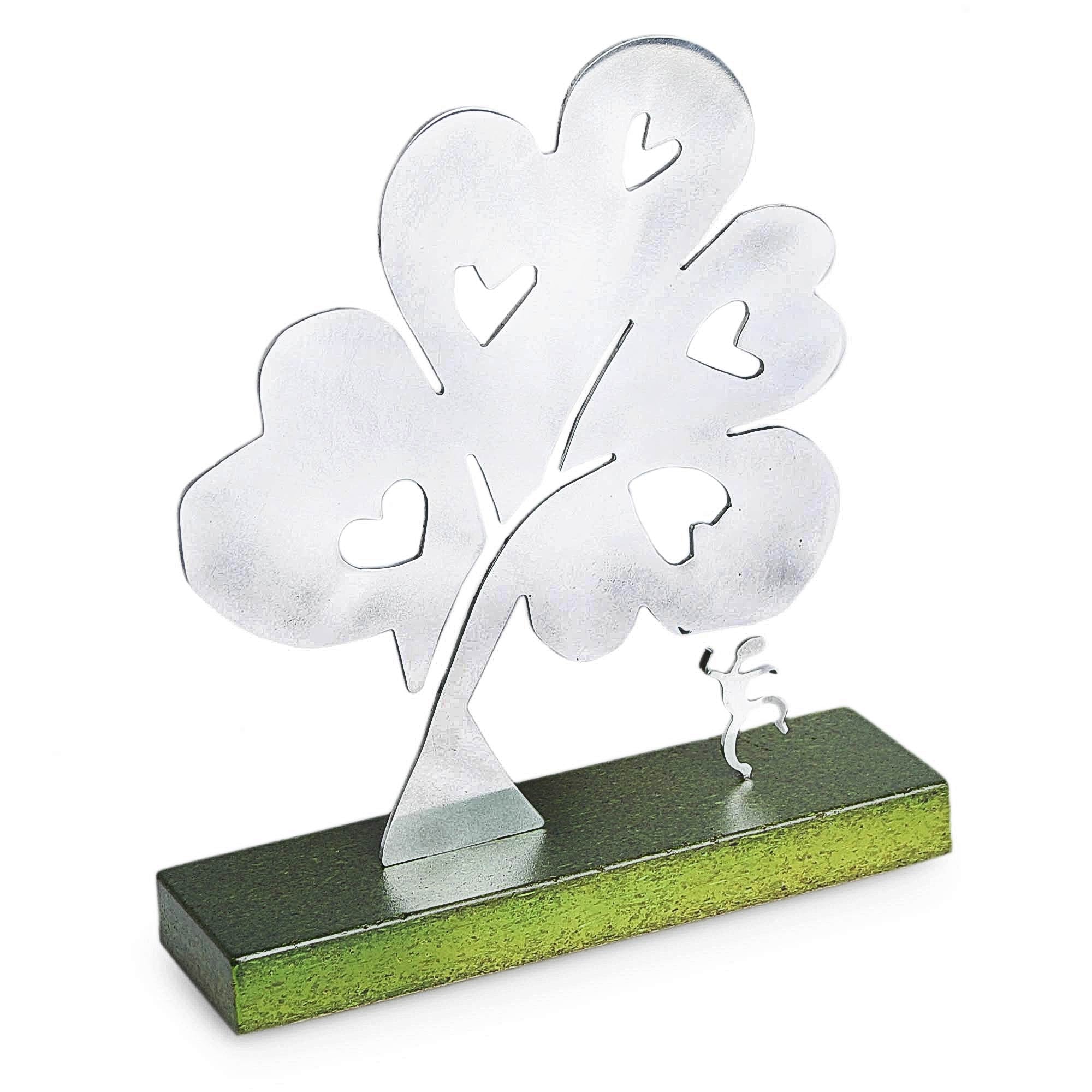 Premium Tree Of Hearts Sculpture - Aluminum & Wood Art Piece