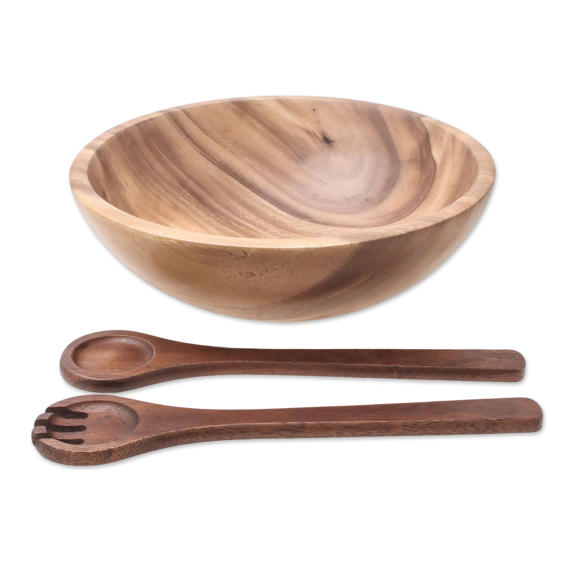 Premium Handcrafted Wood Salad Bowl Set with Serving Utensils
