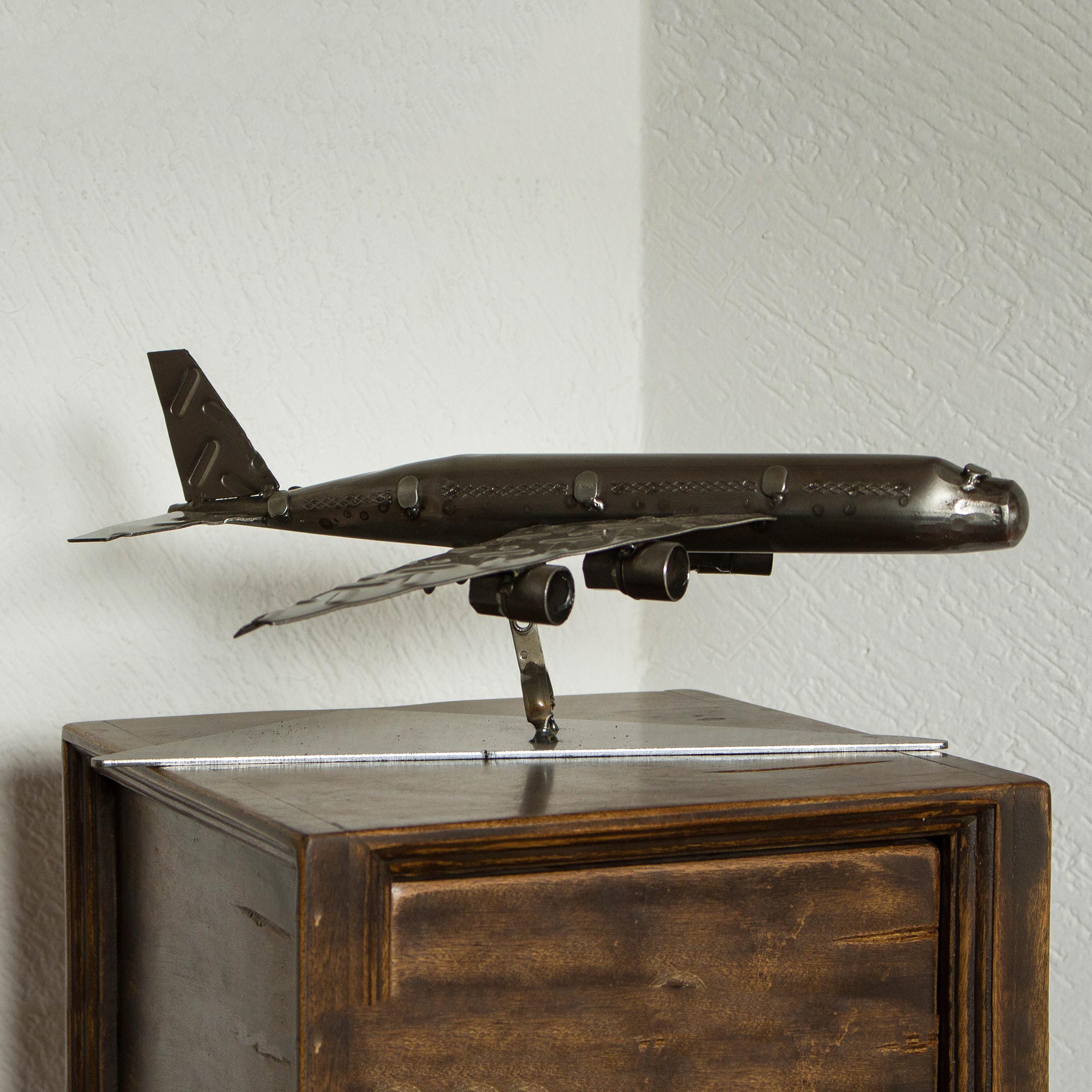Premium Recycled Metal Airplane Sculpture - Handcrafted Aviation Art from Mexico