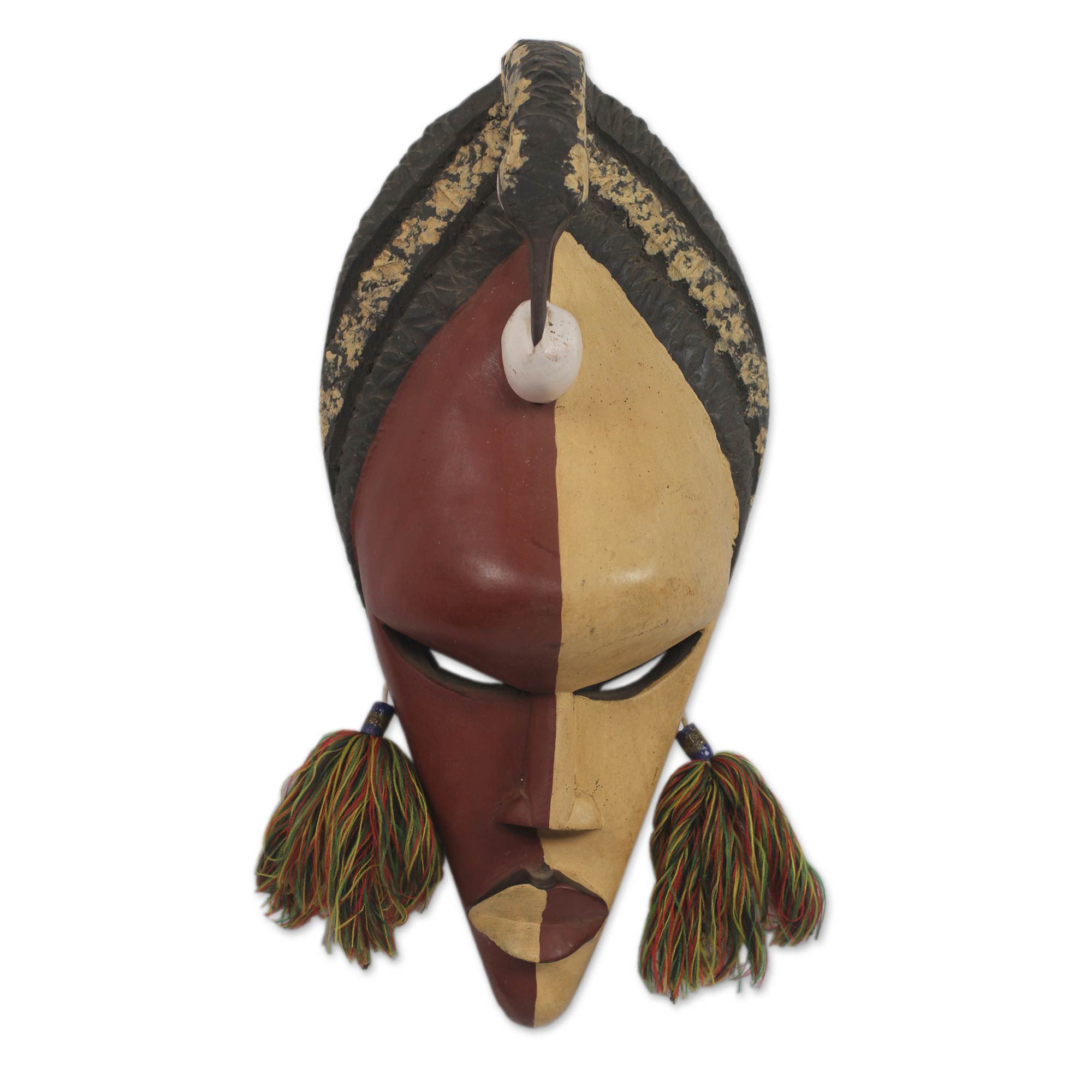 Premium Sankofa Bird African Wall Mask - Handcrafted Sese Wood Art