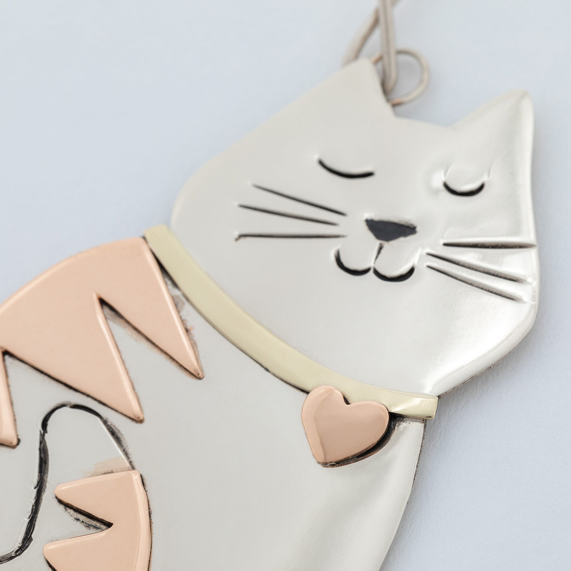 Premium Handcrafted Whiskers & Stripes Cat Ornament - Fair Trade Holiday Decor