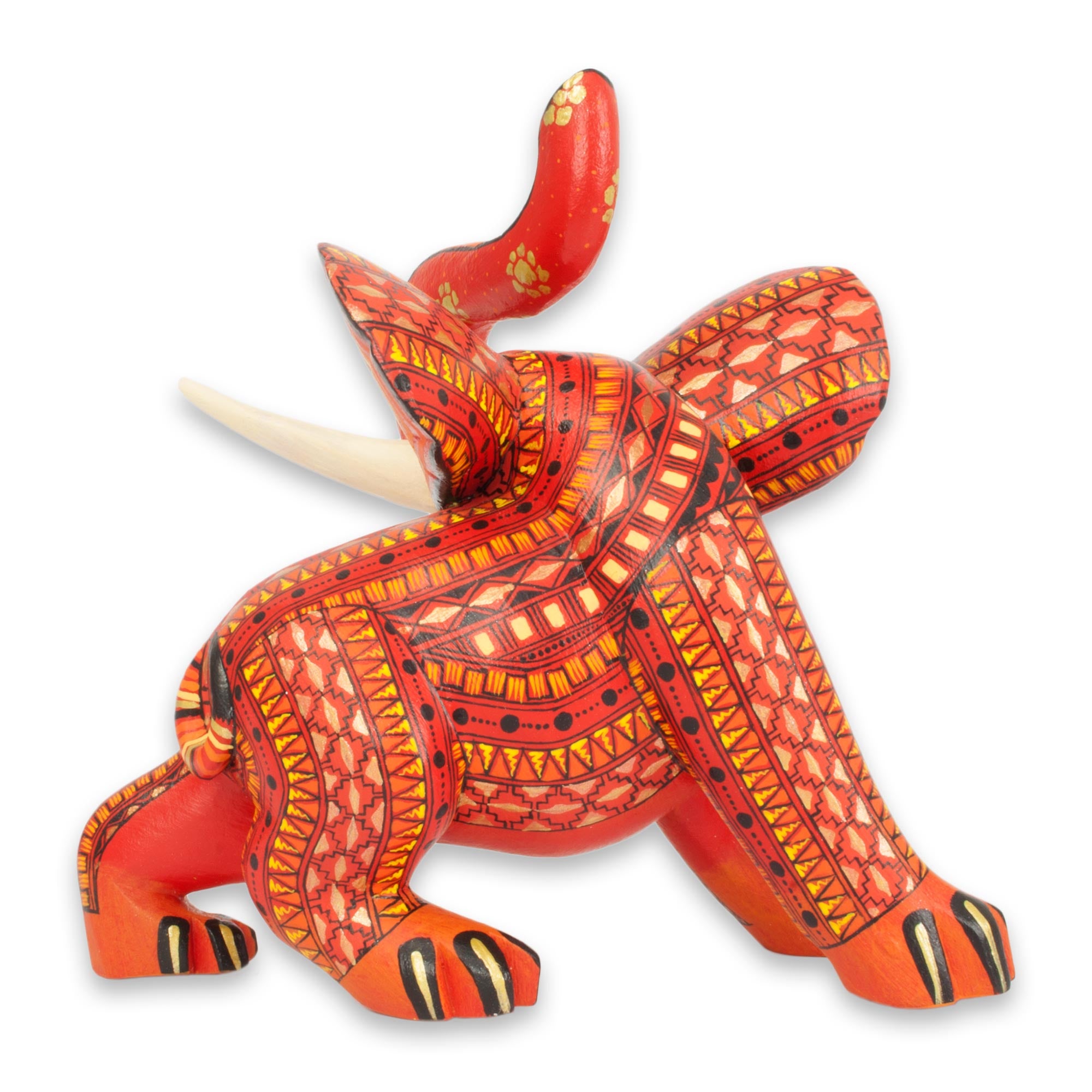 Premium Hand-Carved Orange Elephant Figurine – Mexican Artisan Craft