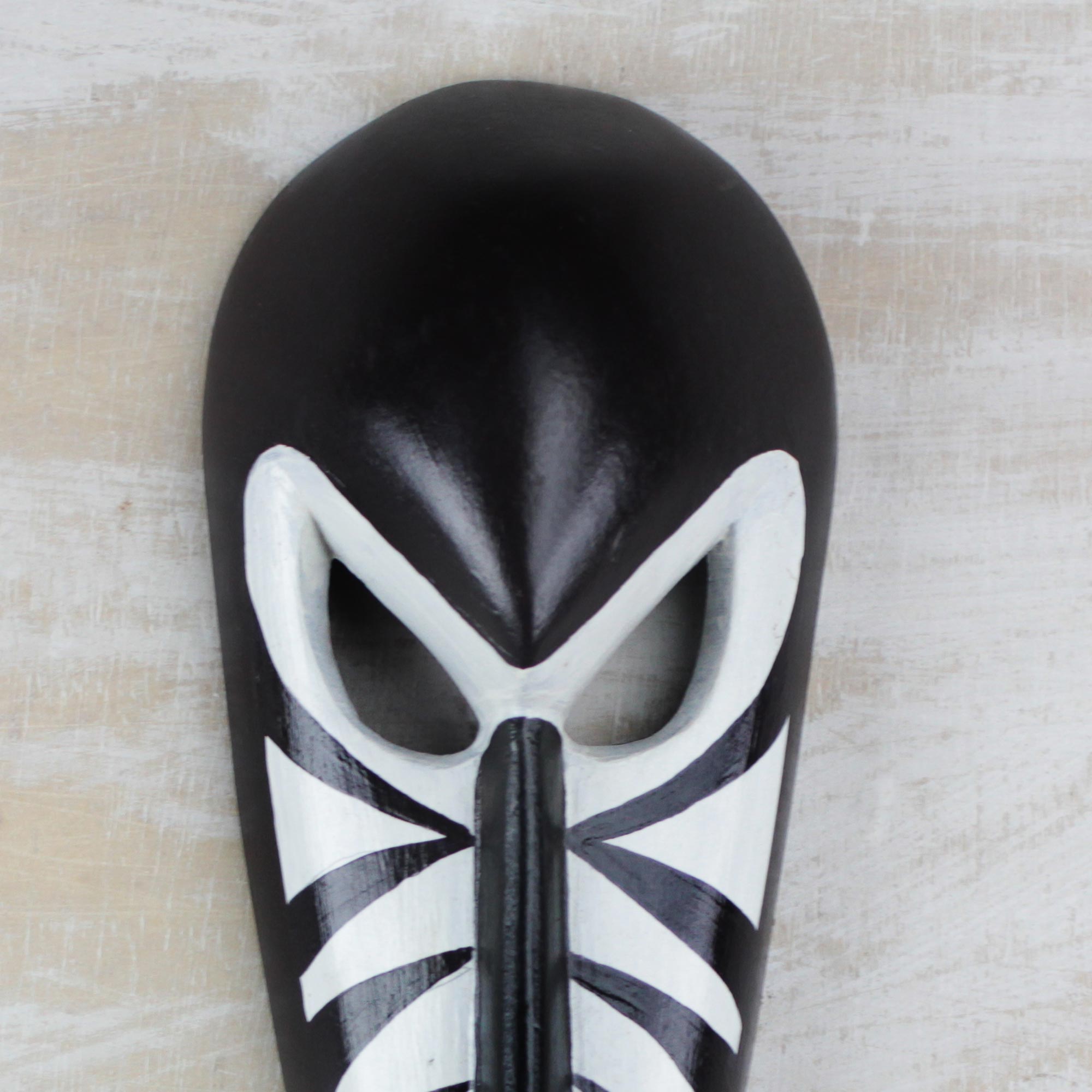 Premium Handcrafted African Zebra Stripes Wall Mask from Ghana