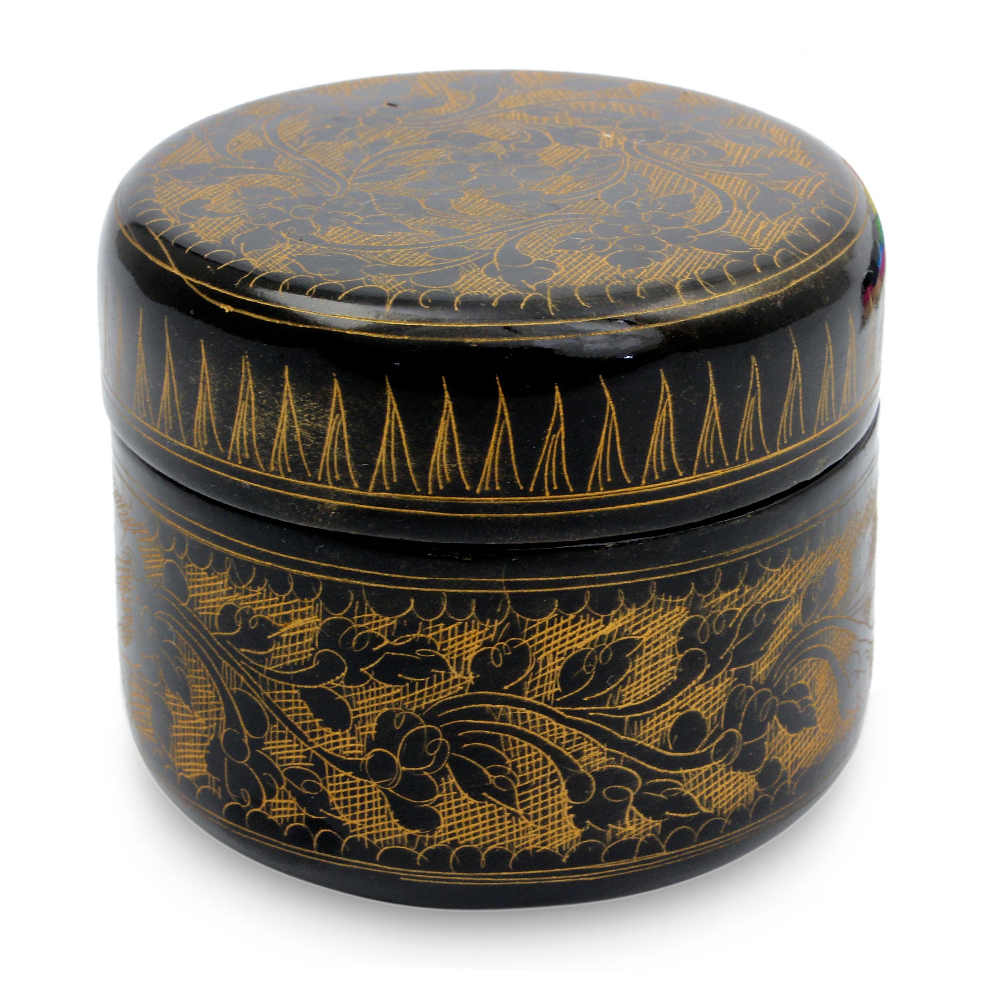 Premium Golden Flora Handcrafted Decorative Box – Thai Lacquered Mango Wood