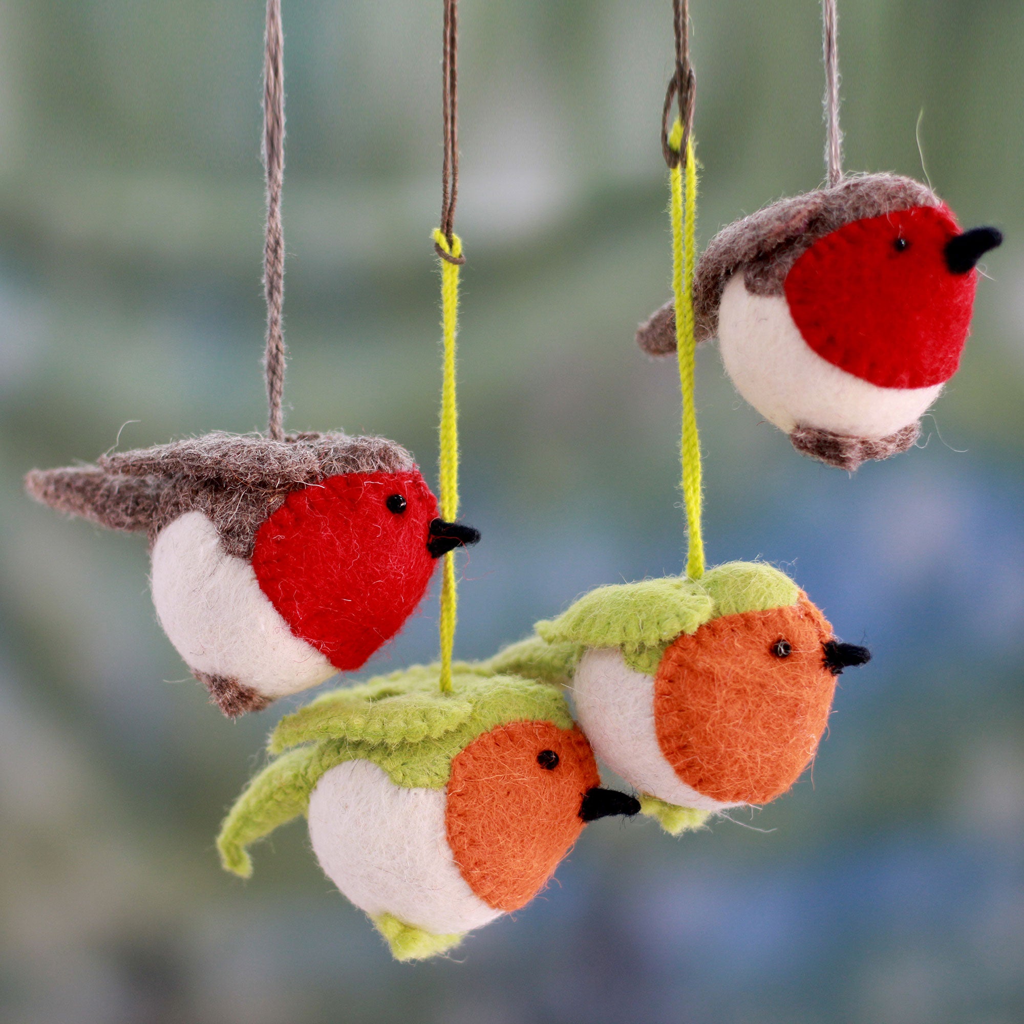 Premium Handcrafted Christmas Song Wool Ornaments - Set of 4