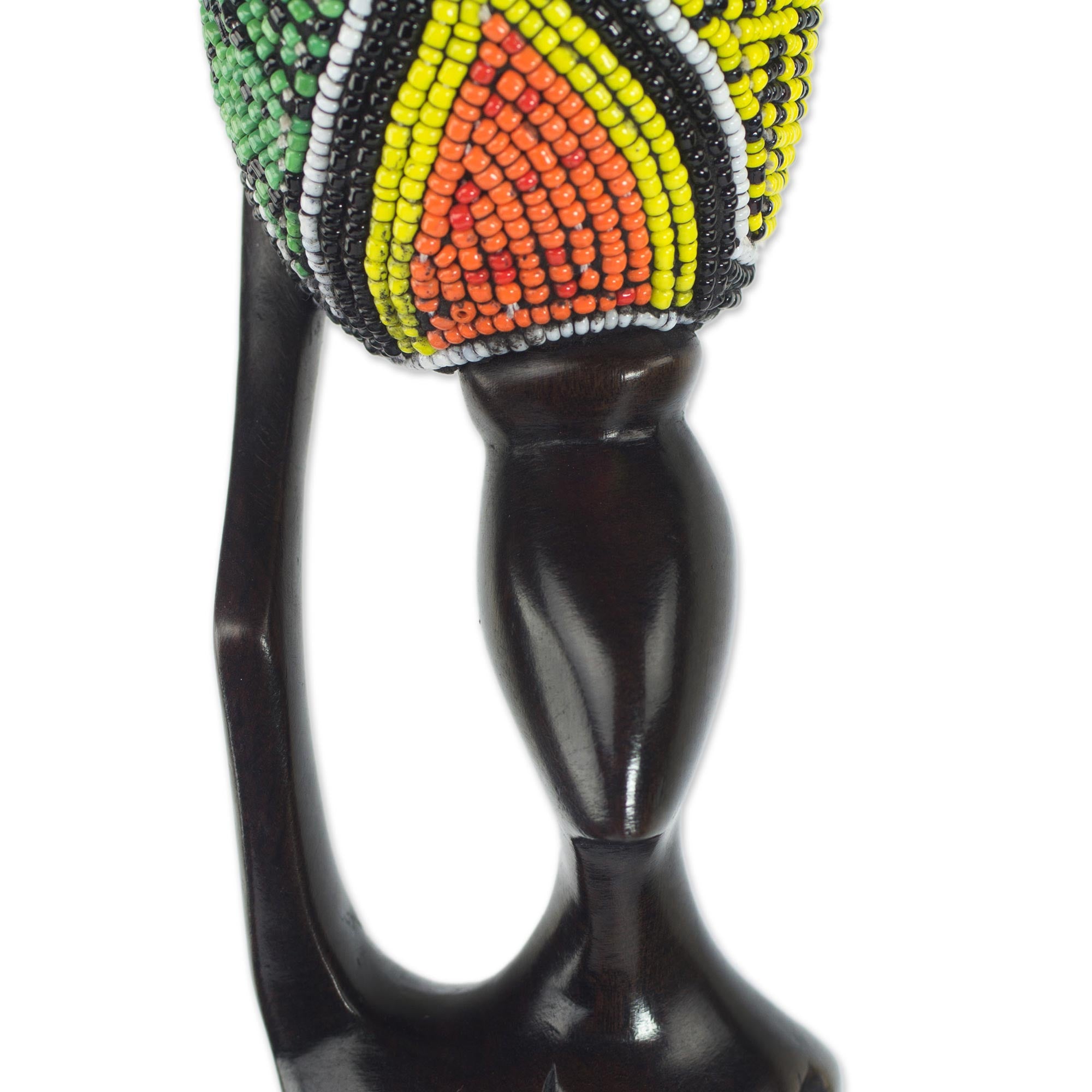 Premium Handcrafted Ghanaian Ebony Wood & Recycled Glass Sculpture - Akatua