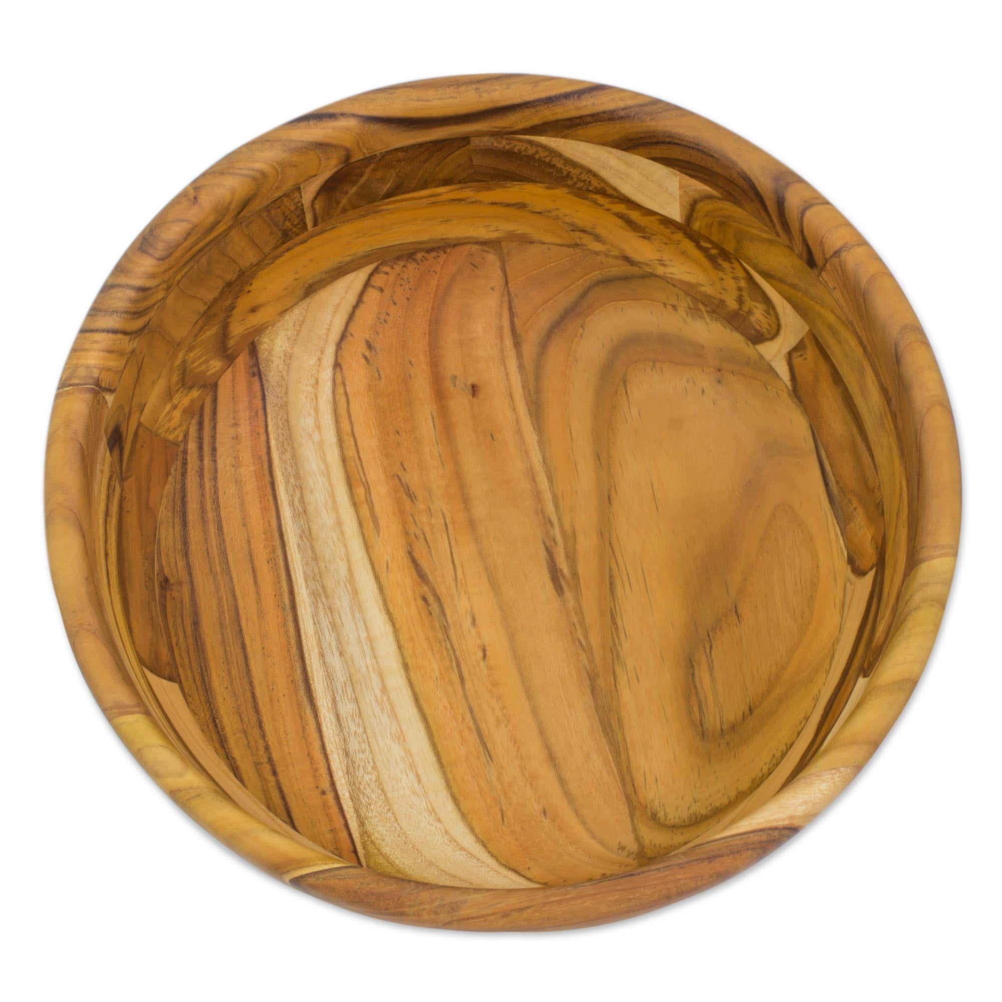 Premium Handcrafted Forest Mosaic Teak Wood Bowl - Eco-Friendly Artisan Design