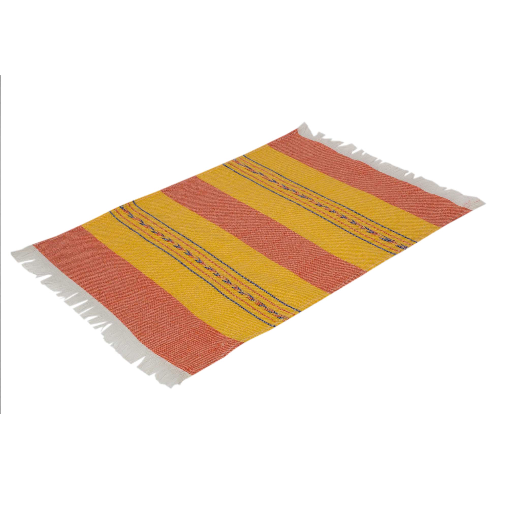Premium Oaxaca Sunset Hand-Loomed Cotton Placemats - Set of 4 (Zapotec Orange & Yellow)