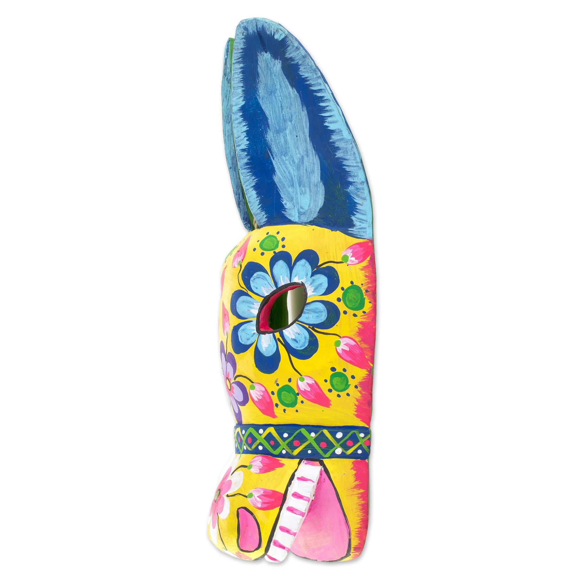 Premium Handcrafted Floral Horse Wall Mask - Vibrant Yellow & Multi-Color Design