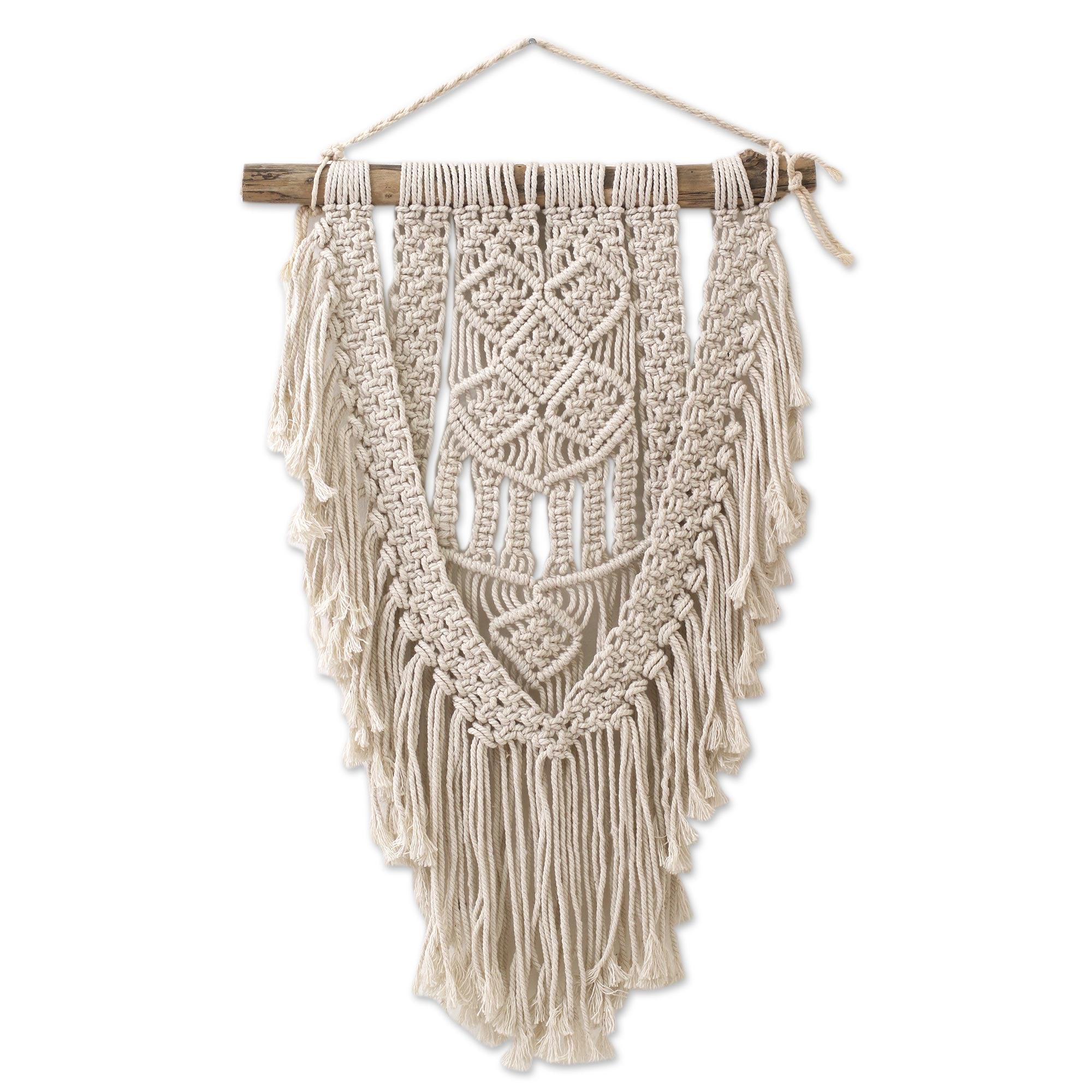 Premium Hand-Knotted Ivory Cotton Wall Hanging – Inspired by Tegalalang, Bali