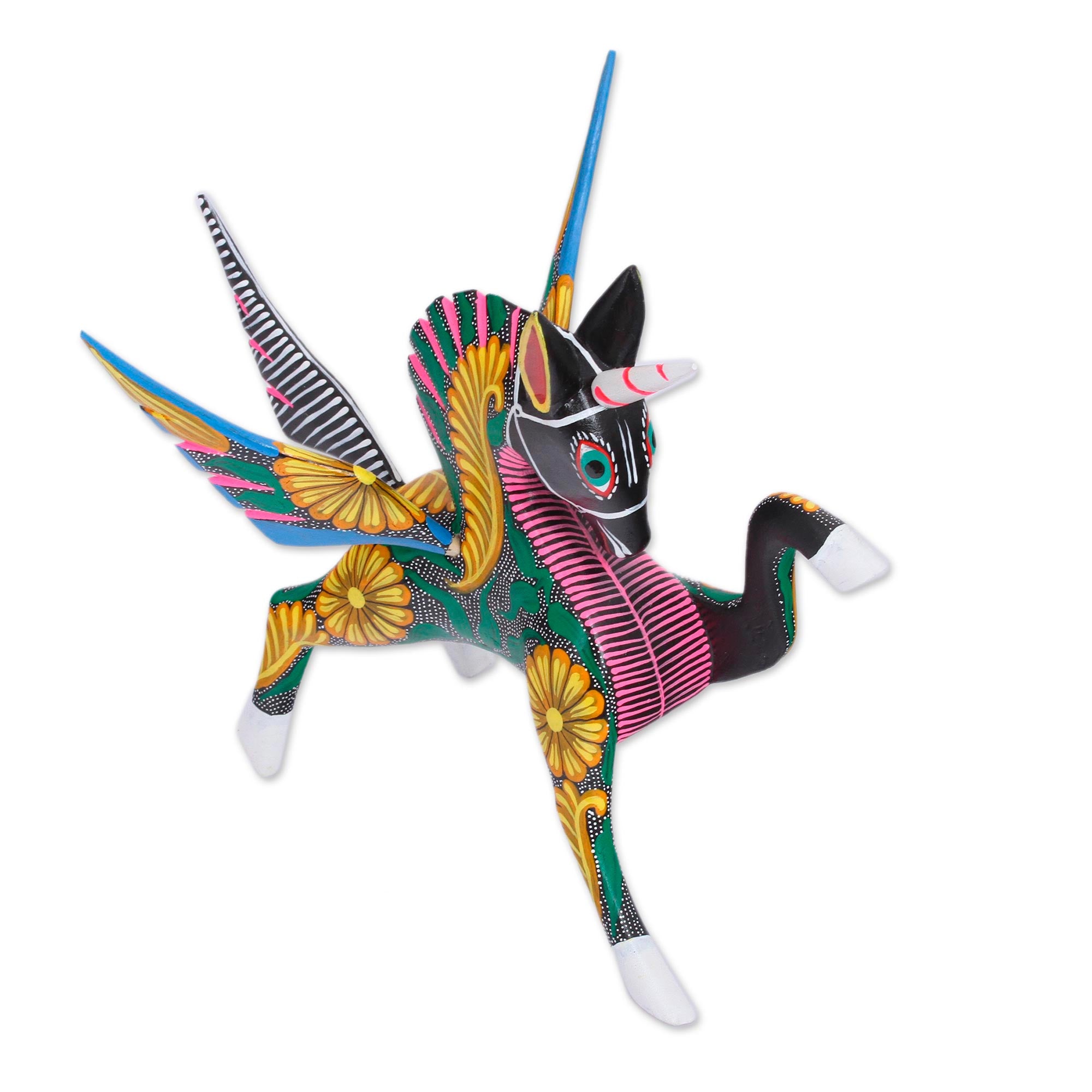 Premium Handcrafted Alebrije Pegasus Sculpture - Authentic Peruvian Folk Art
