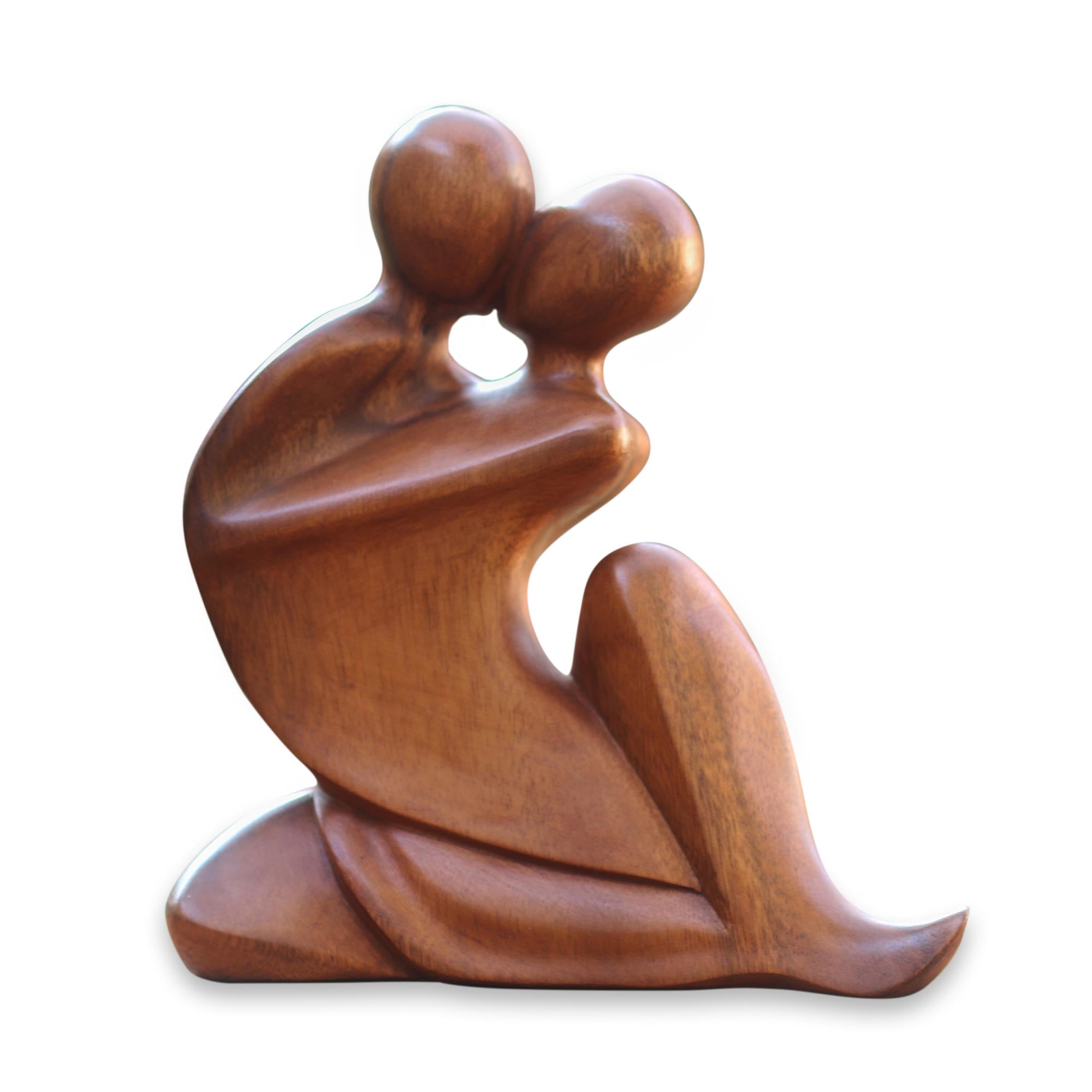 Premium Embrace Romantic Suar Wood Sculpture - Handcrafted Art Piece