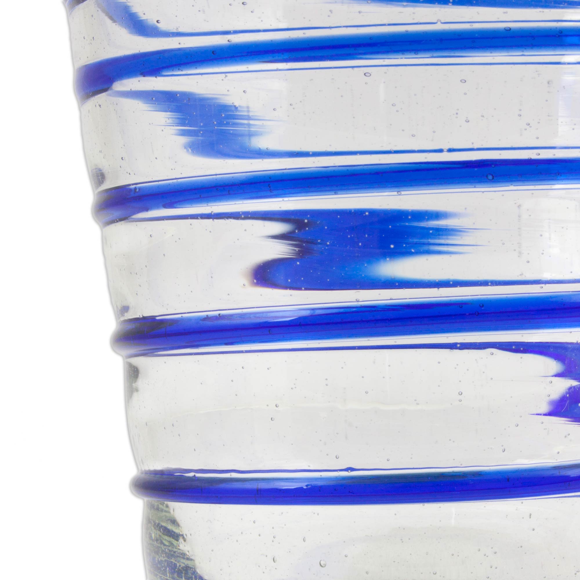 Premium Handblown Cobalt Spirals Recycled Glass Wine Glasses - Set of 6