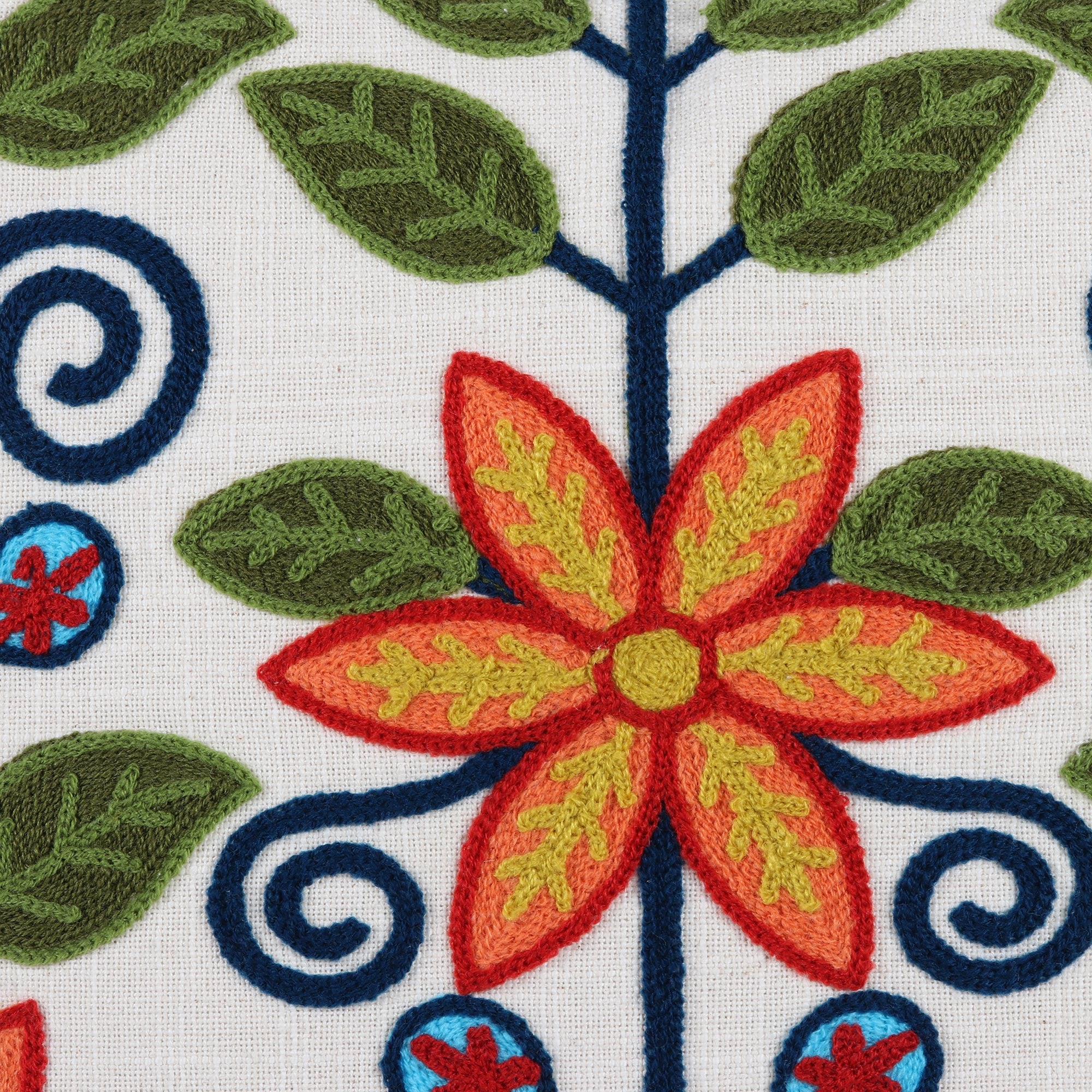 Premium Floral Embroidered Cotton Cushion Covers from India (Pair) - Upgrade Your Living Space