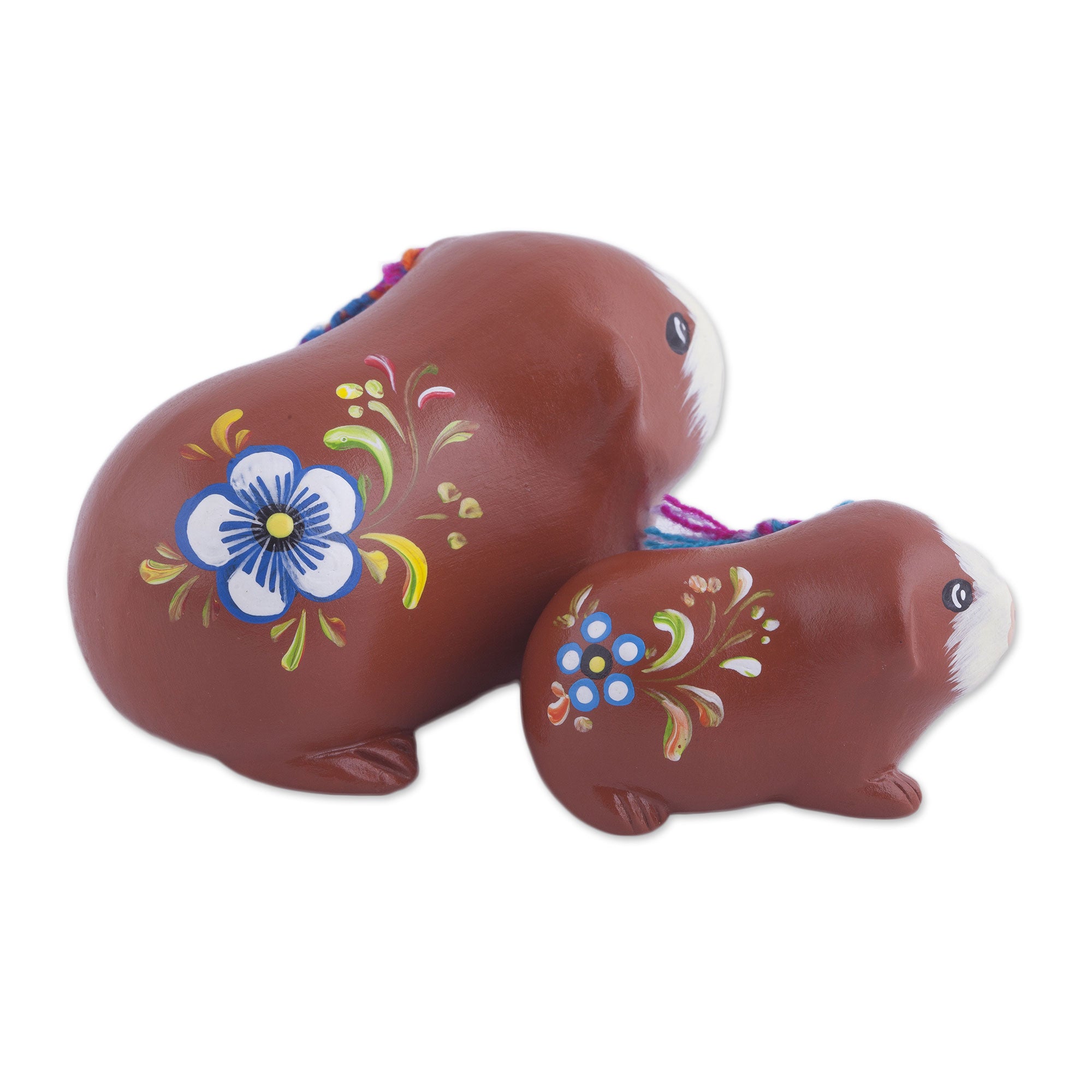 Premium Handcrafted Ceramic Guinea Pig Figurines – Vibrant Peruvian Art Decor